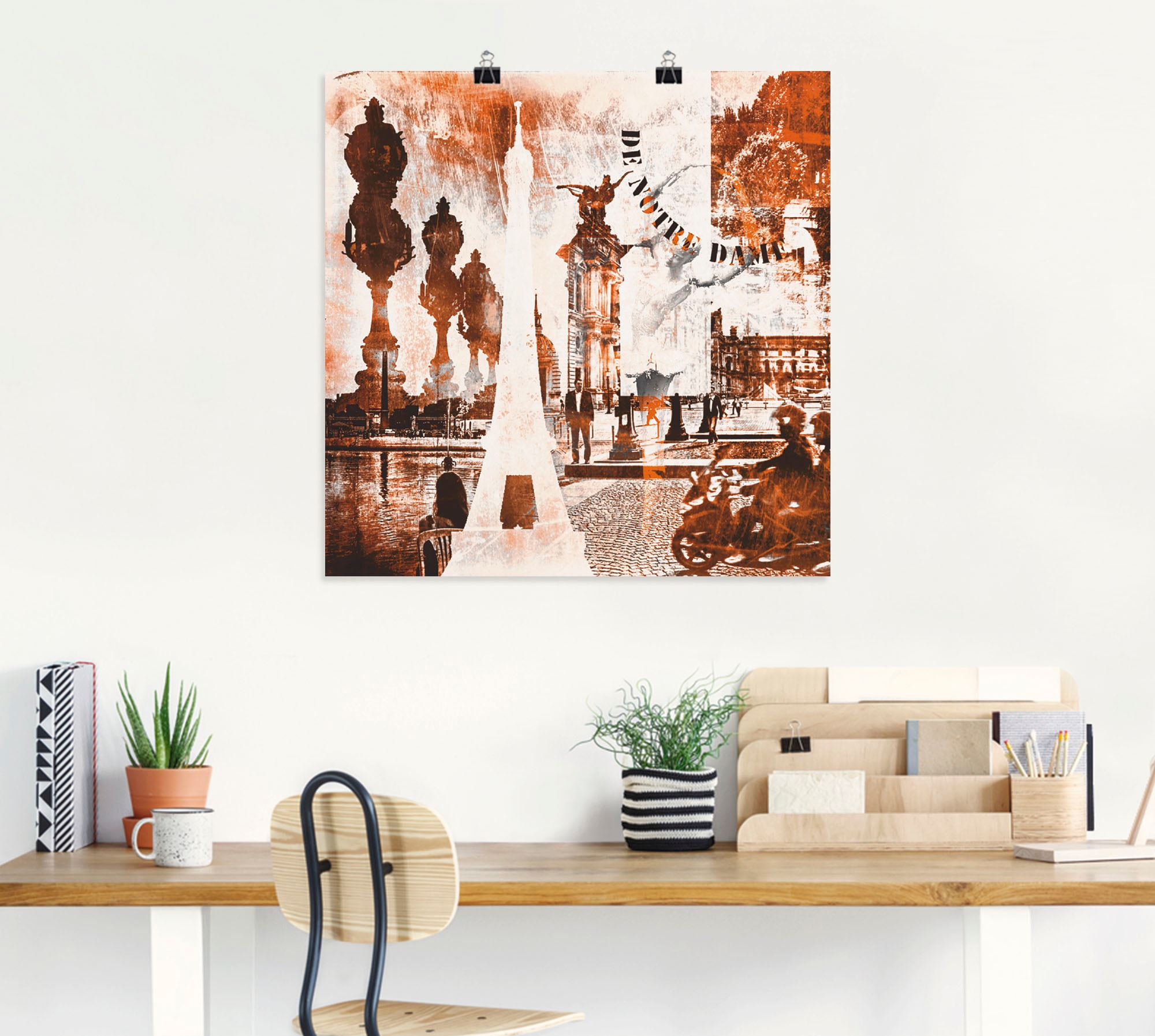 Artland Wandbild »Paris Skyline abstrakte Collage«, Architektonische Elemente, (1 St.), als Leinwandbild, Wandaufkleber oder Poster in versch. Größen