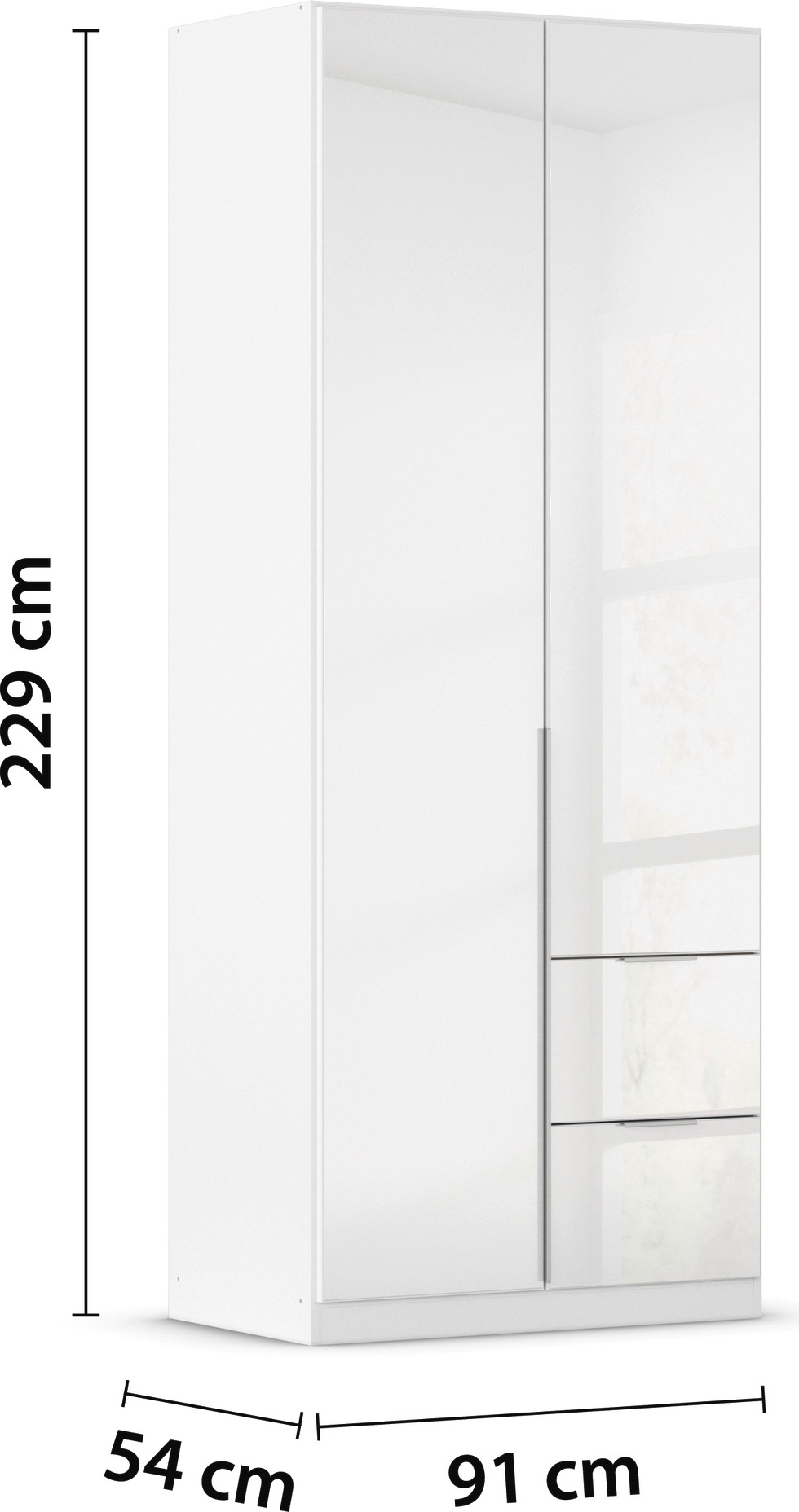 rauch Drehtürenschrank »Kleiderschrank Kleiderschränke Schrank Garderobe AGORDO mit Glasfront«, (in zwei Griff-Farben mit Glasfront), mit Außenschubkästen, in 6 Breiten und 2 Höhen MADE IN GERMANY