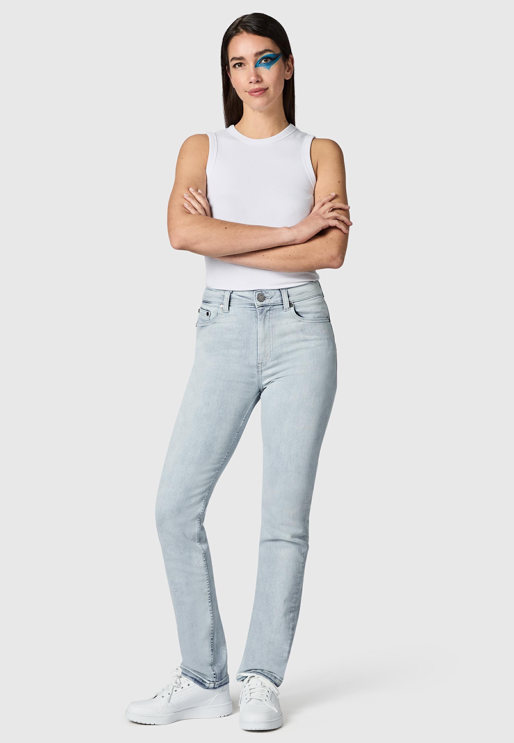 PEAK TIME Straight-Jeans »Galaxa« Gerade Damen Jeans mit Logoprägung
