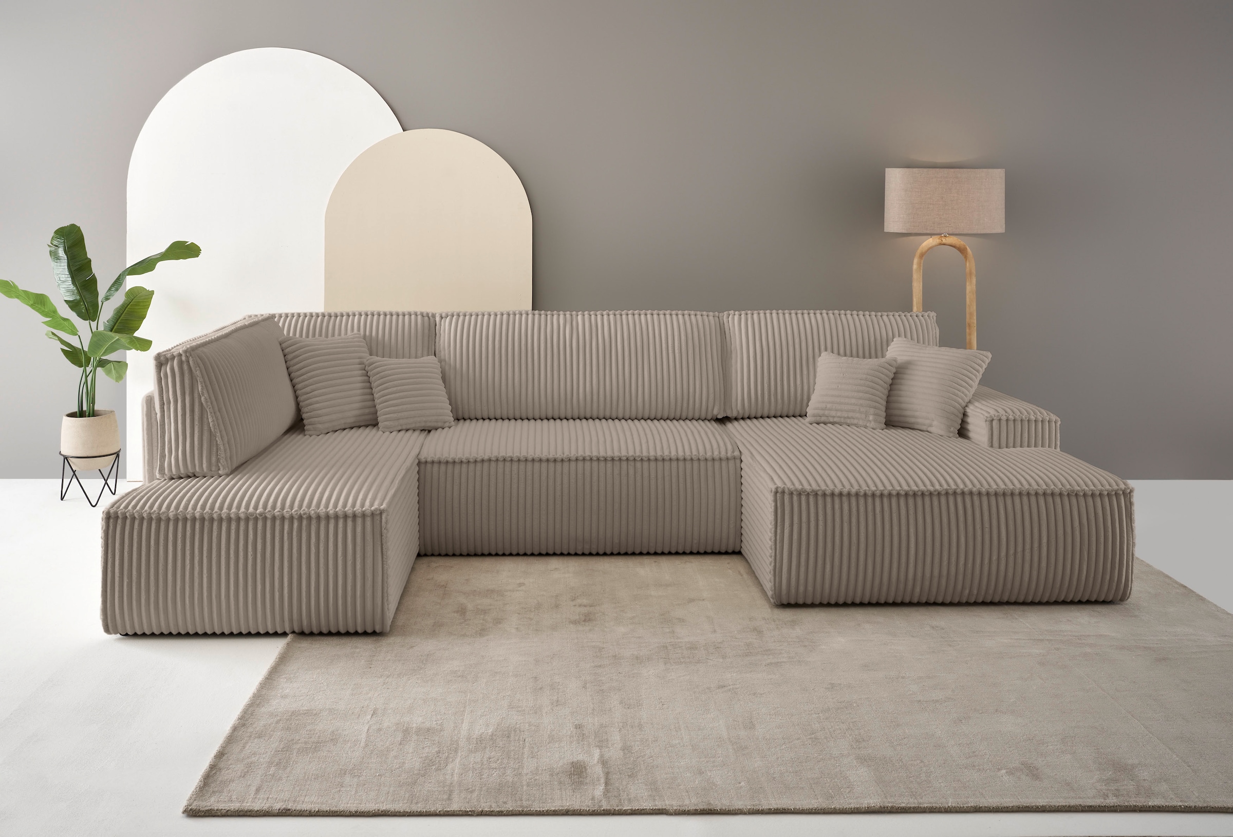 OTTO home Wohnlandschaft "FINNLEY, U-Form XXL 329 cm, Schlafsofa, Schlaffun günstig online kaufen