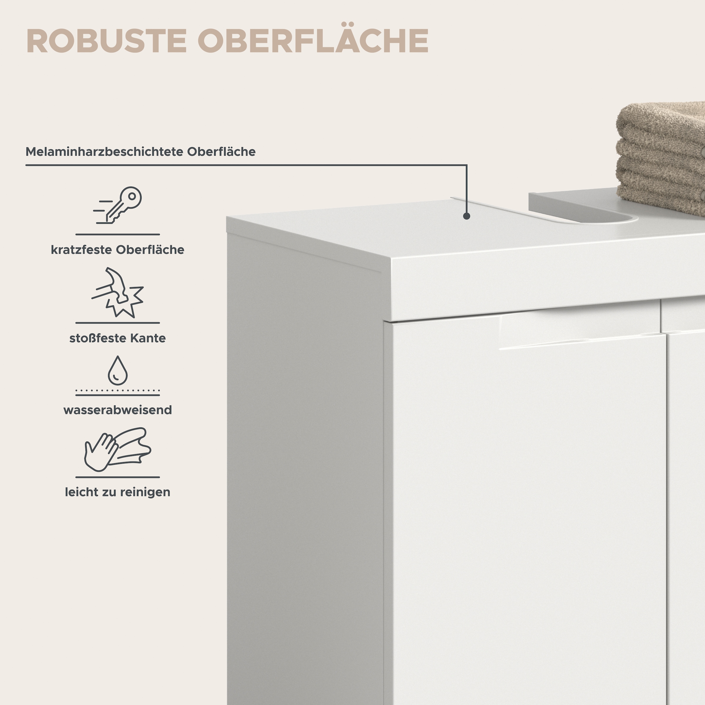 OTTO home Waschbeckenunterschrank »MAOI, Breite 60cm, 2 Türen, 2 Fächer, 1 Einlegeboden« Badezimmerschrank, Unterschrank, Kommode, WBU, Bad, Badezimmer