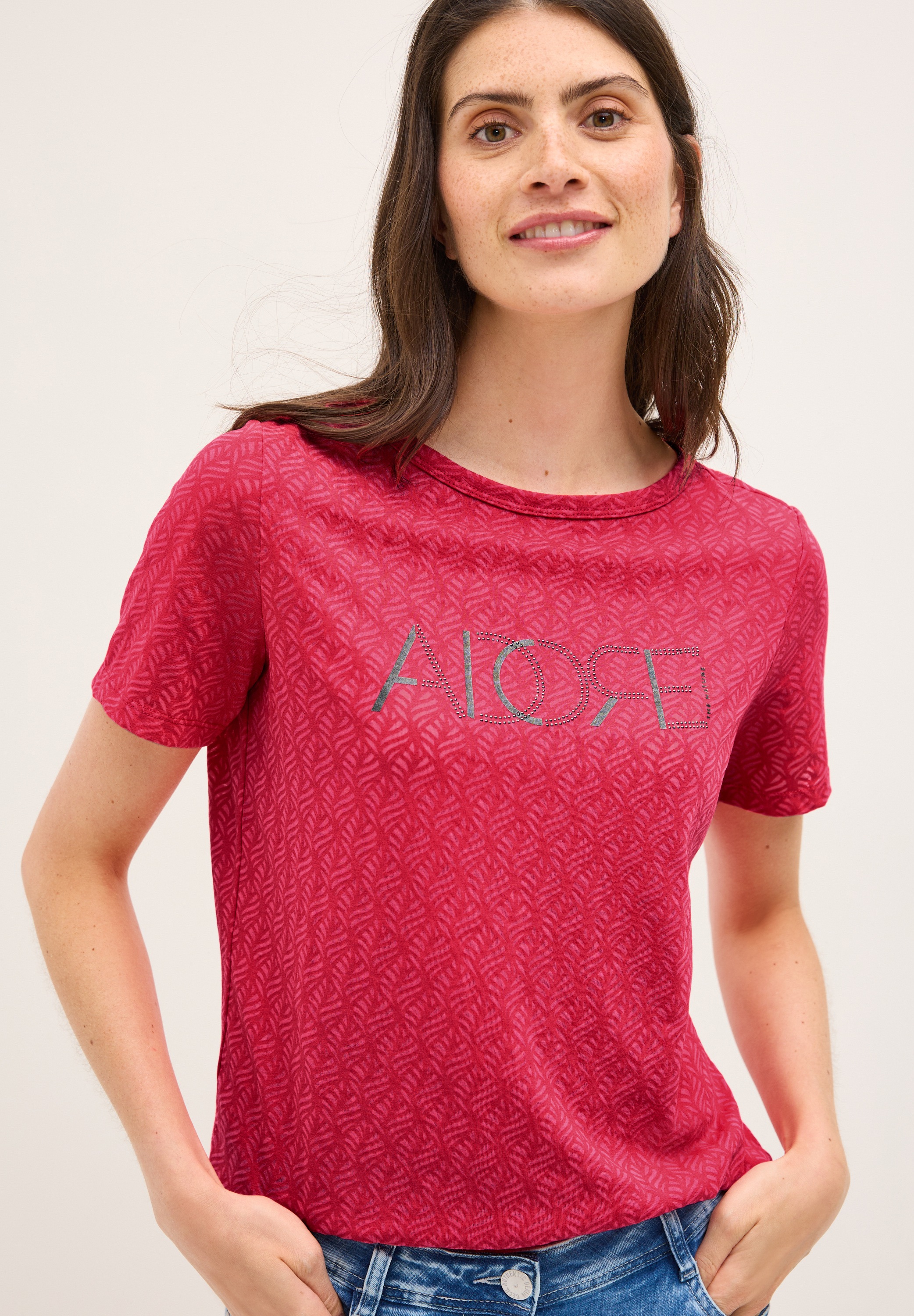 Cecil T-Shirt, in Ausbrenner-Optik mit Wording günstig online kaufen