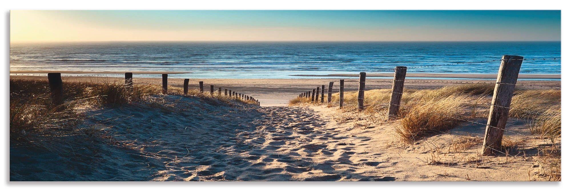 Artland Küchenrückwand "Weg zum Nordseestrand Sonnenuntergang", (1 tlg.), Alu Spritzschutz mit Klebeband, einfache Monta