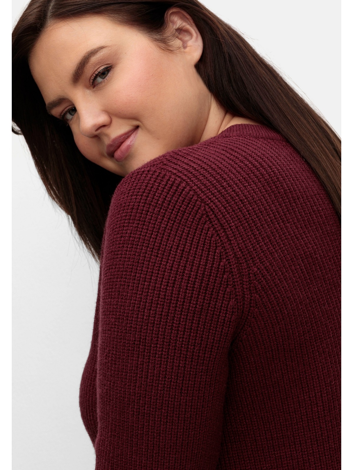 online BAUR Patentstrickmuster Sheego bestellen V-Ausschnitt-Pullover | »Große im Größen«,