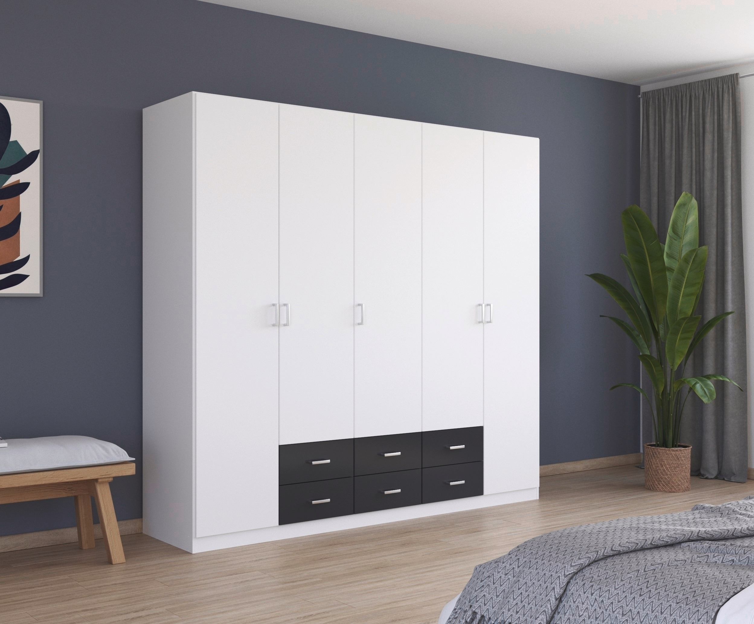 rauch Drehtürenschrank "Kleiderschrank Garderobe GAMMA Breiten 226 cm" in 3 Ausstattungen BASIC/CLASSIC/PREMIUM (inkl. SOFT-CLOSE-Funktion), mit Schubladen, verschiedene Griff-Varianten TOPSELLER MADE IN GERMANY