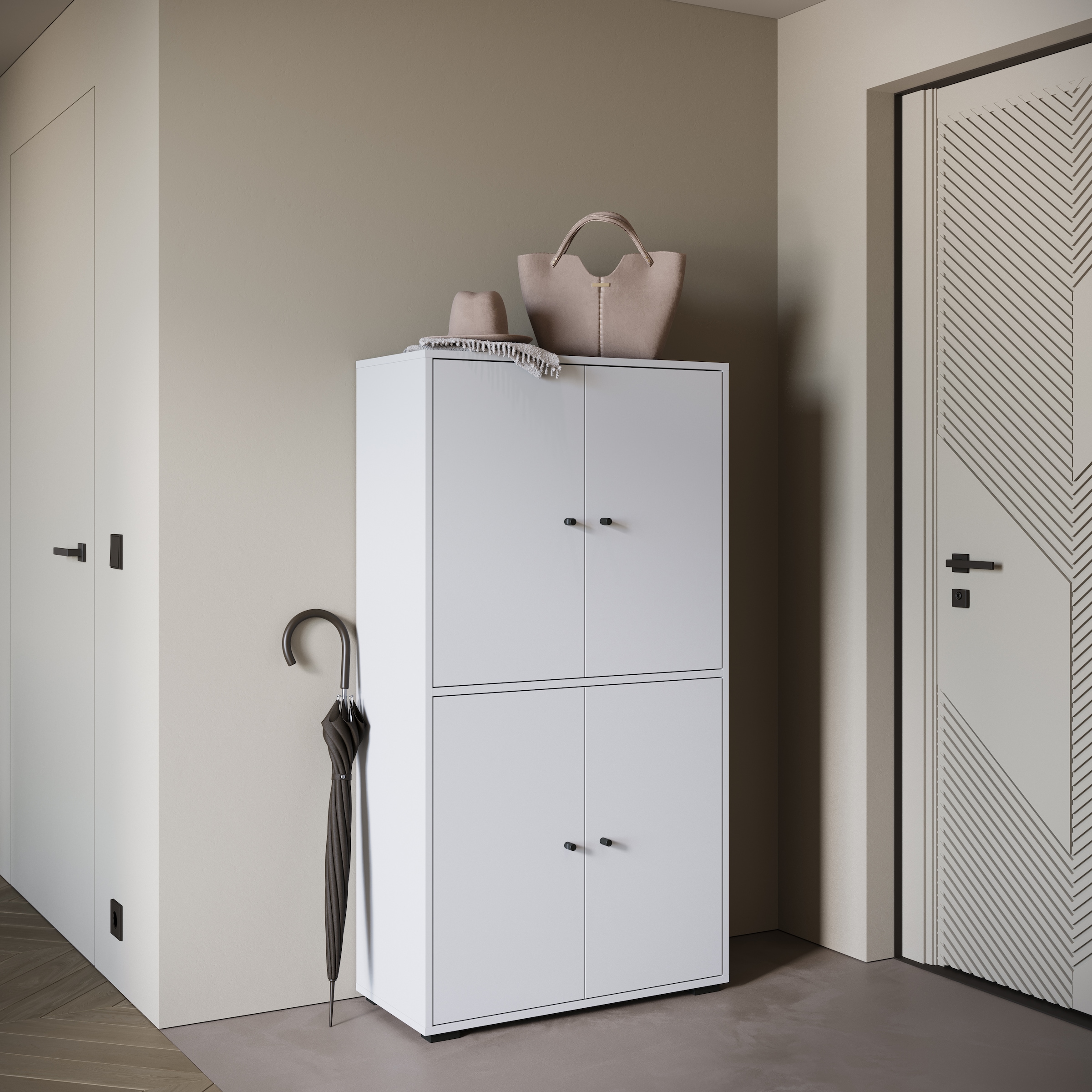 Home affaire Schuhschrank »Schuhkommode Dino« Stauraum mit 4 Türen und verstellbaren Einlegeböden, Breite 70 cm