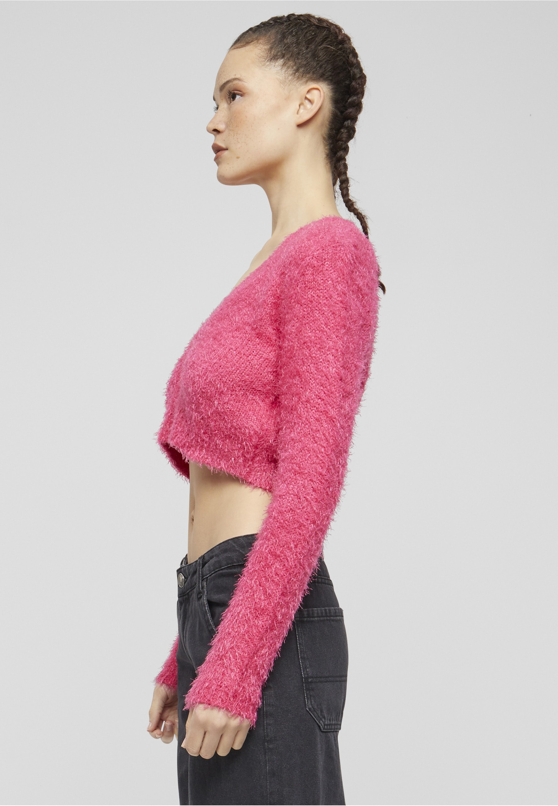 URBAN CLASSICS Strickjacke »Urban Classics Damen Ladies Cropped Feather Cardigan« 1 Stk.