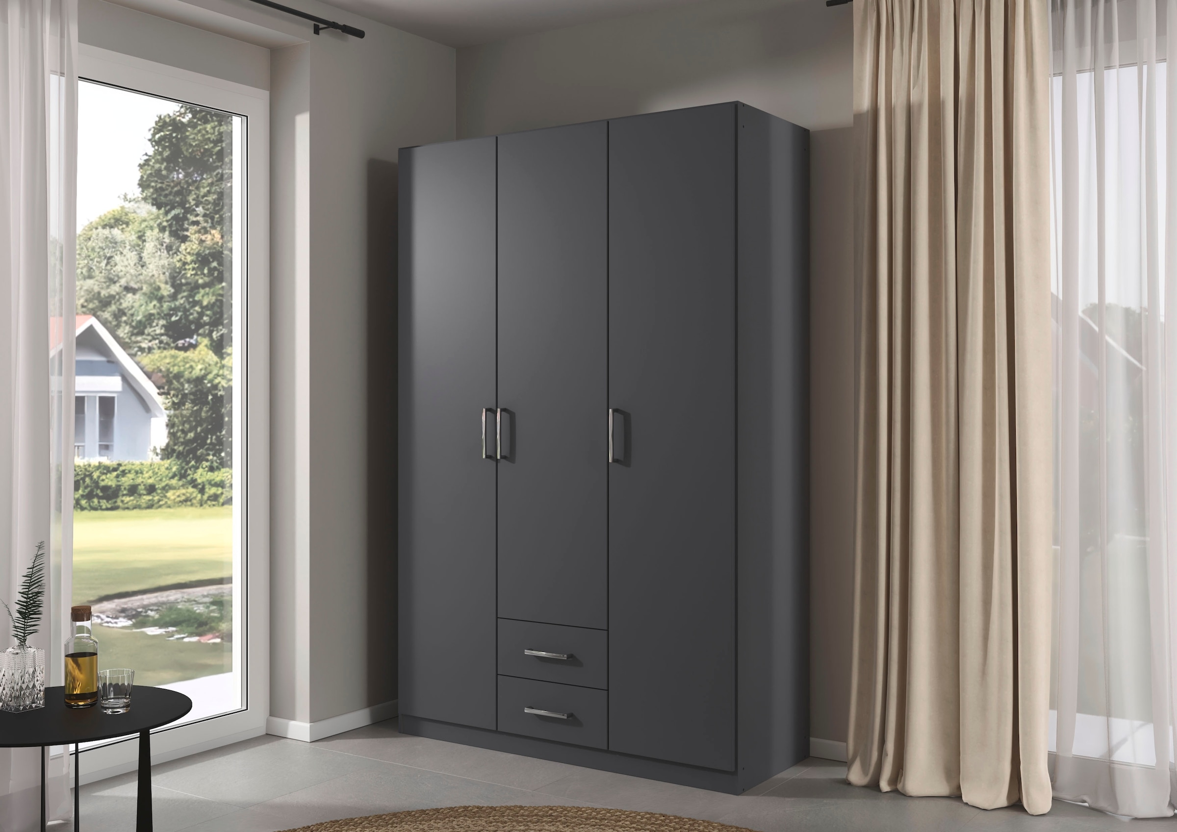 rauch Drehtürenschrank "Kleiderschrank Garderobe GAMMA Breite 136 cm" in 3 Ausstattungen BASIC/CLASSIC/PREMIUM (inkl. SOFT-CLOSE-Funktion), mit Schubladen, verschiedene Griff-Varianten TOPSELLER MADE IN GERMANY
