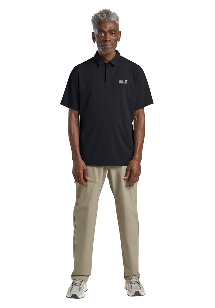 Poloshirt JACK WOLFSKIN "DELGAMI POLO M", Herren, Gr. XL (54/56), schwarz, Obermaterial: 100% POLYESTER, Shirts 3