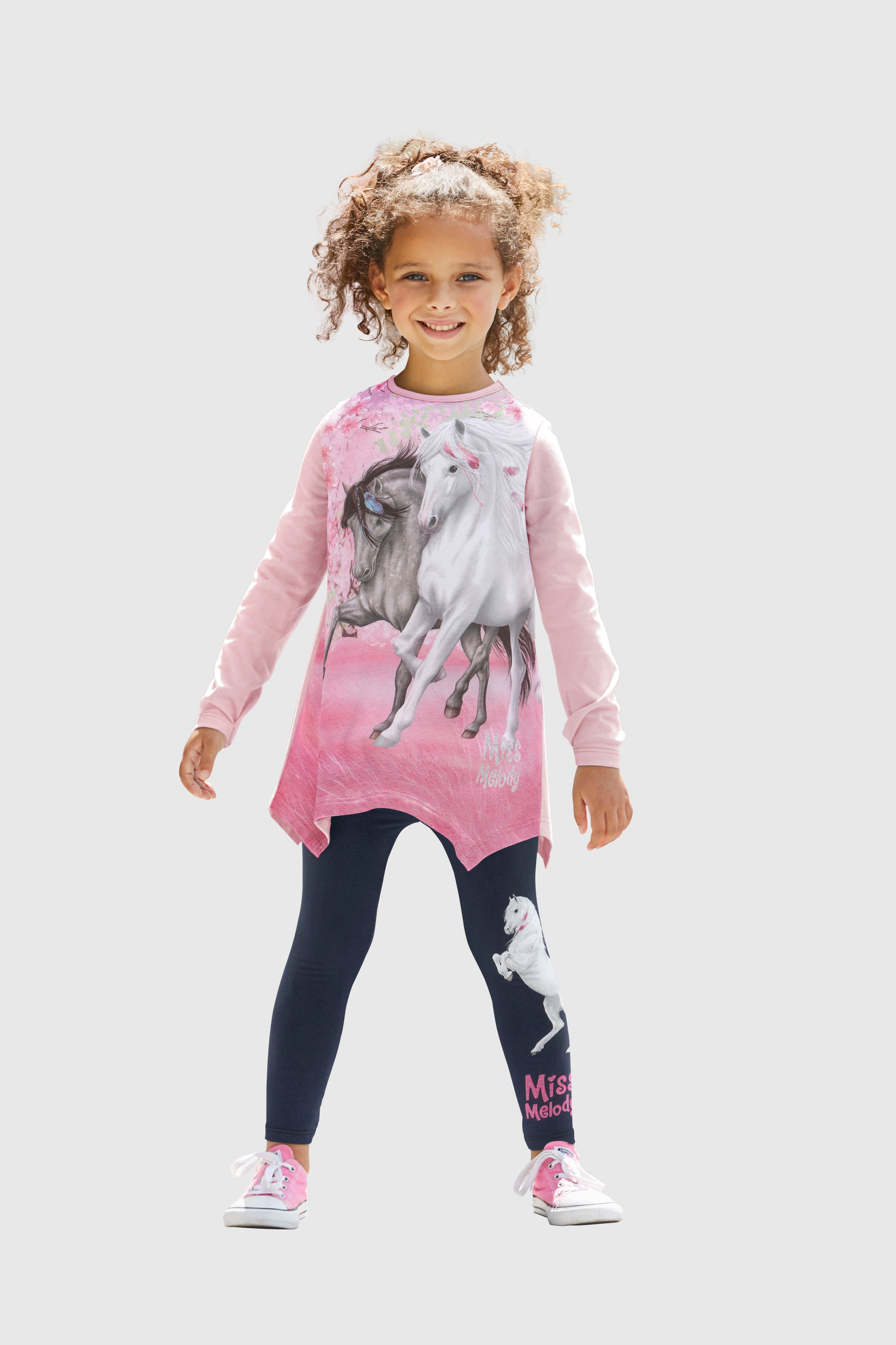 Miss Melody Shirt & Leggings Set, 2 Stk. mit schönem Pferdemotiv
