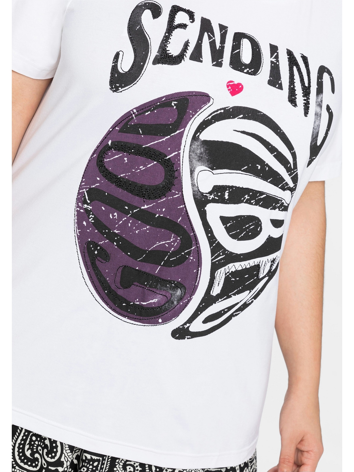 sheego by Joe Browns Rundhalsshirt »Große Größen«, mit Frontdruck und  Stickerei für kaufen | BAUR
