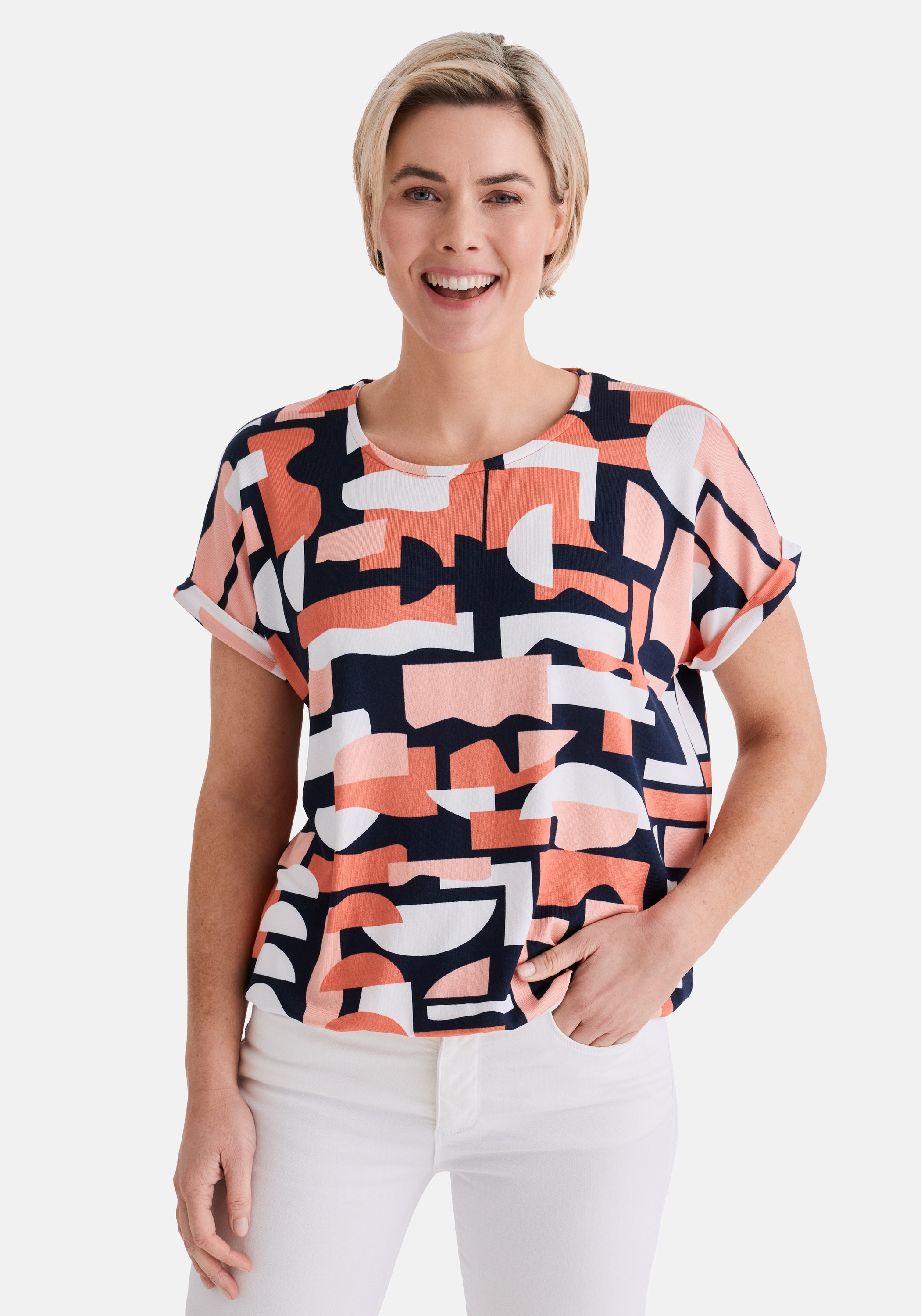 STOOKER WOMEN Kurzarmshirt "STCLEA Print T-Shirt" Regular Fit T-Shirt Spitz günstig online kaufen