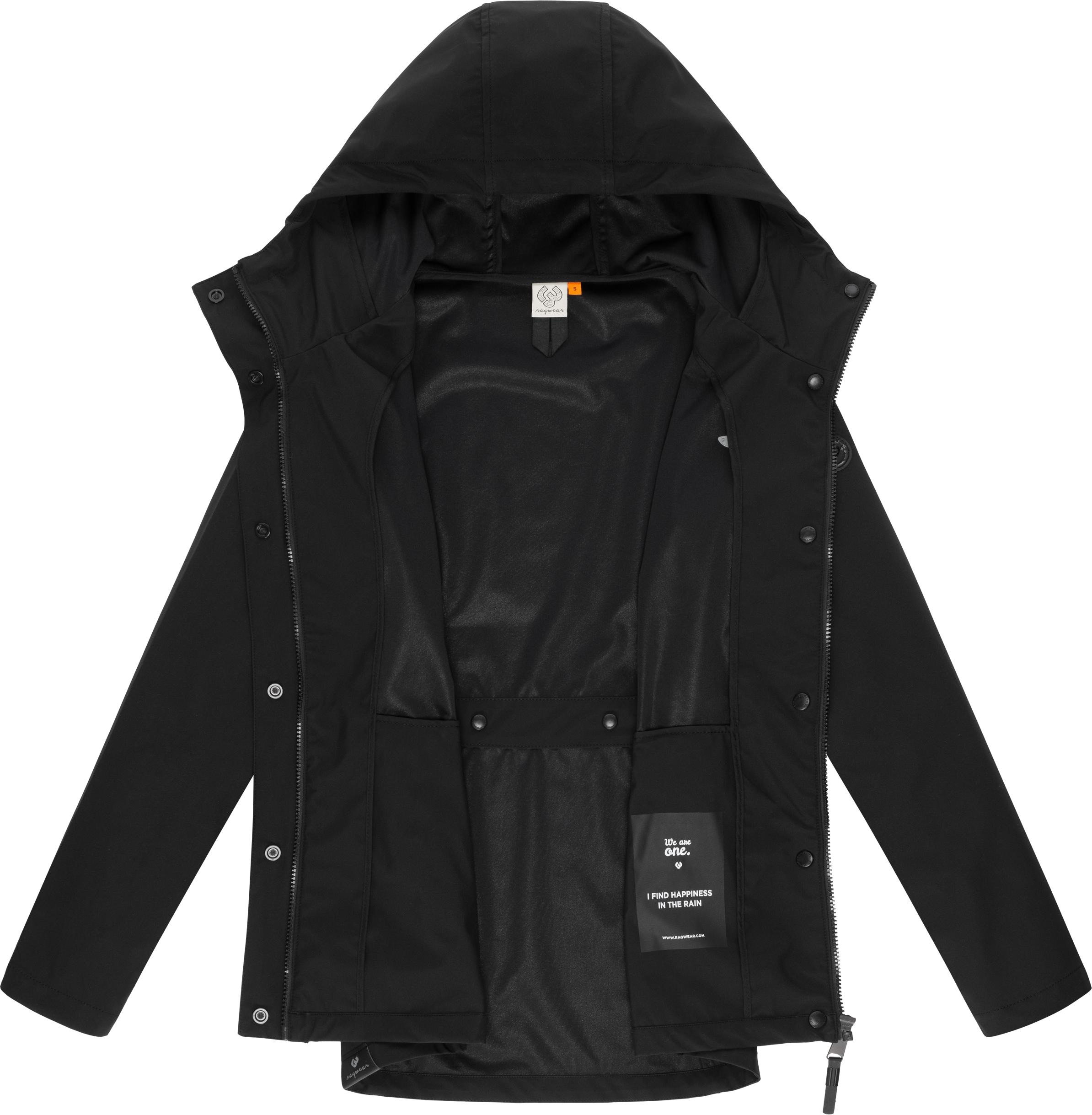Ragwear Softshelljacke »Margge Shell«, mit Kapuze, wasserdichte Damen Übergangsjacke mit großer Kapuze