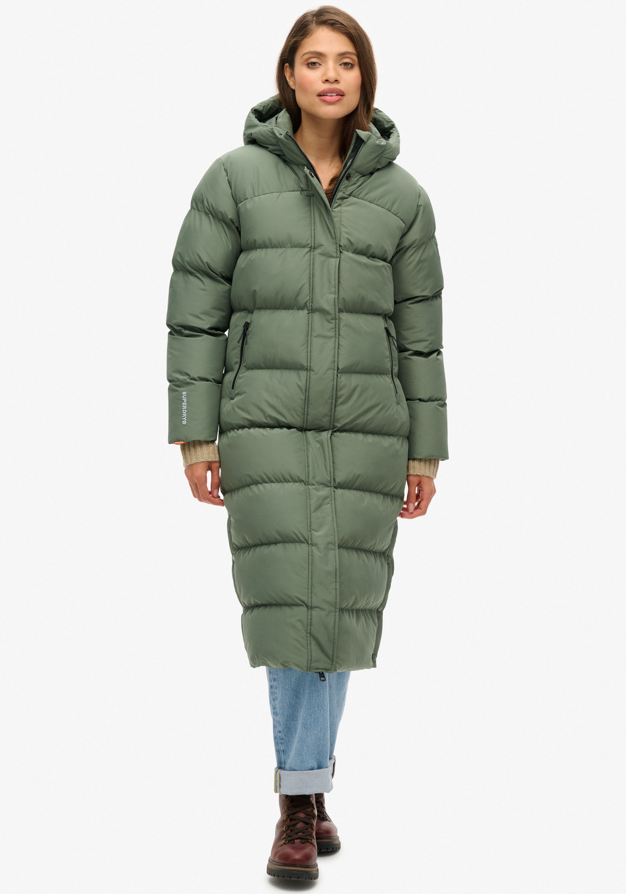 Steppjacke »HOODED LONGLINE SPORTS PUFFER«, mit Kapuze