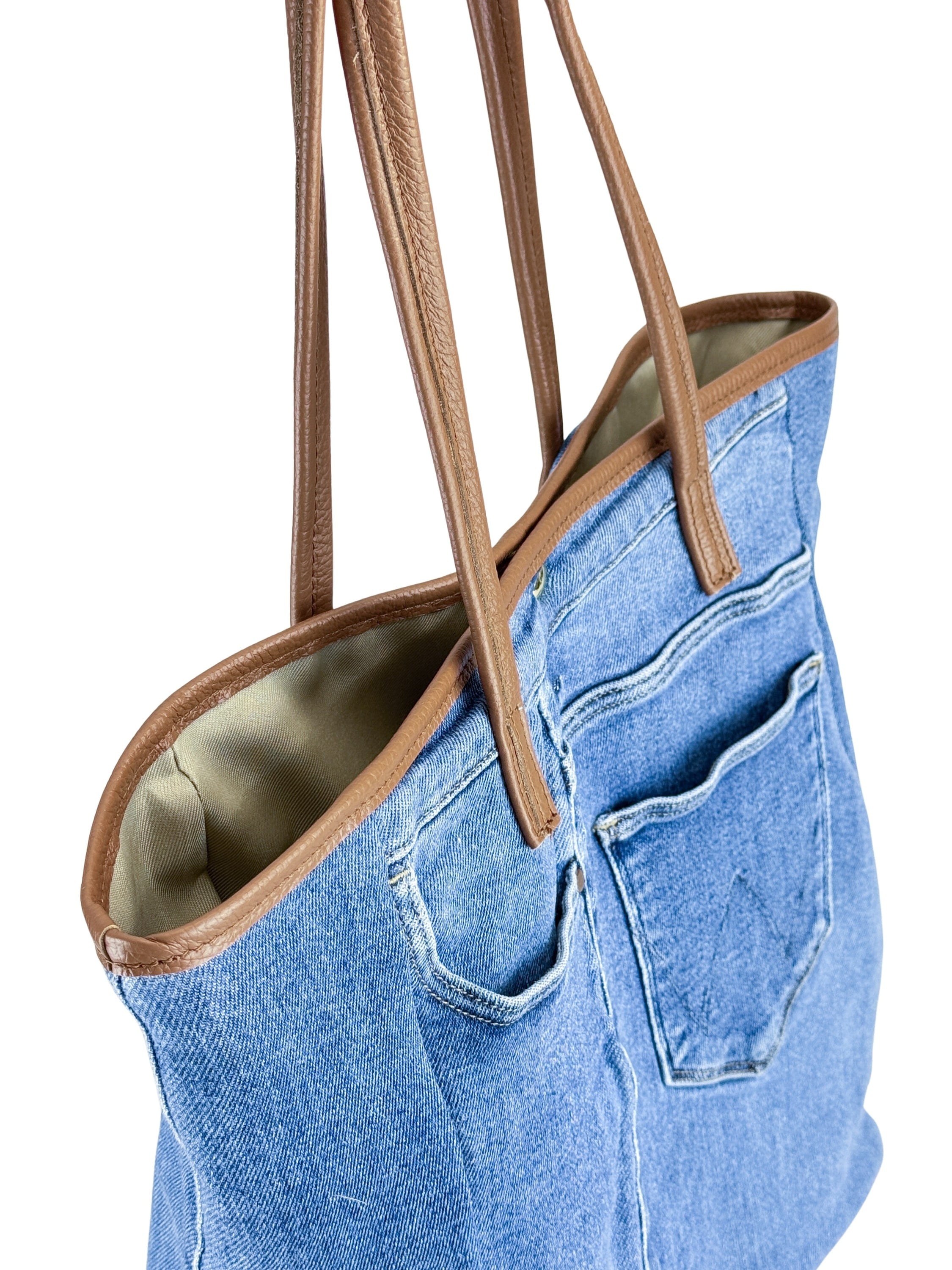 COLLEZIONE ALESSANDRO Schultertasche »BellaBlu«, Jeanstasche mit italienischen Leder
