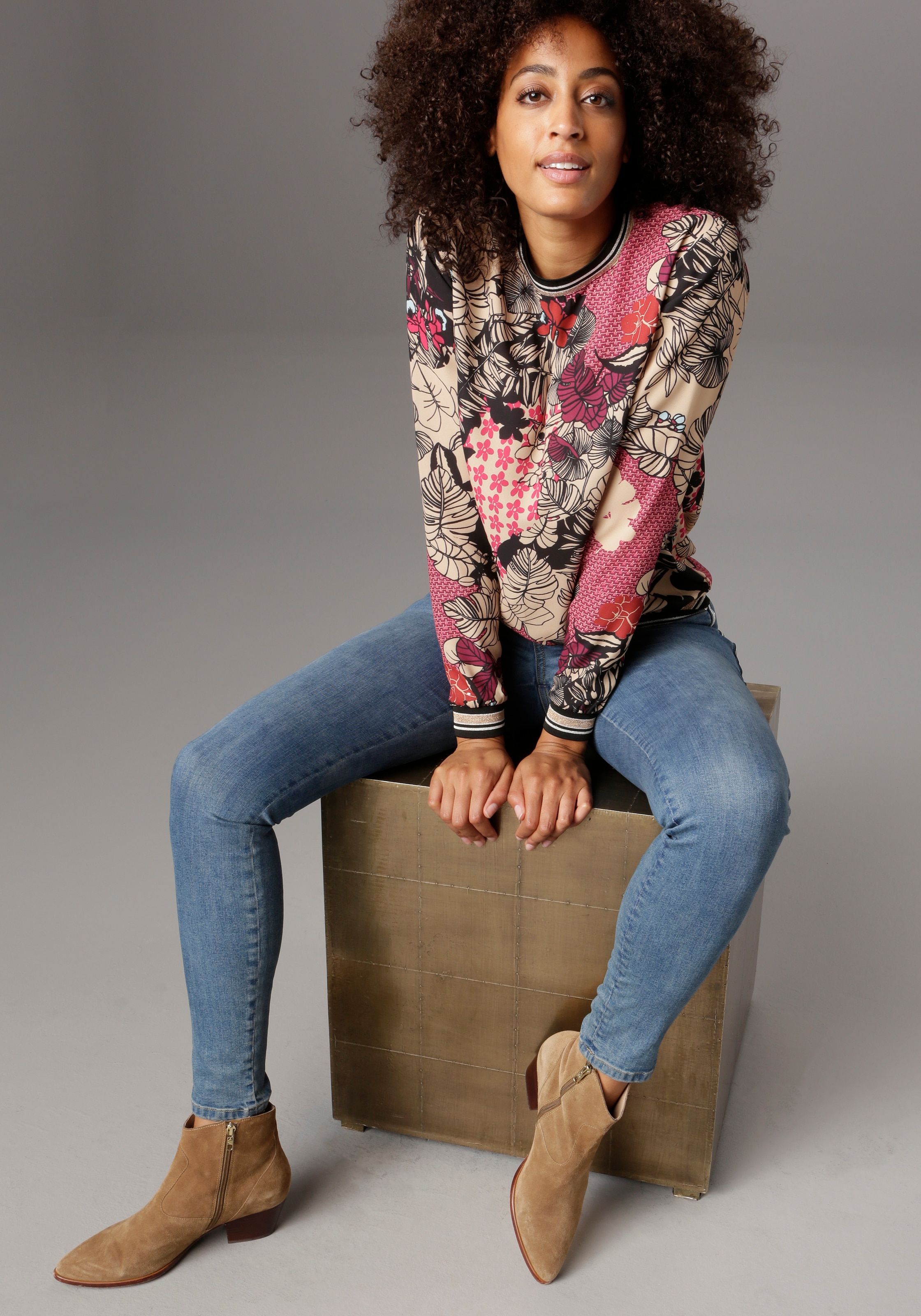 Shirtbluse, für modisch, SELECTED | glitzernden BAUR Bündchen kaufen mit Aniston