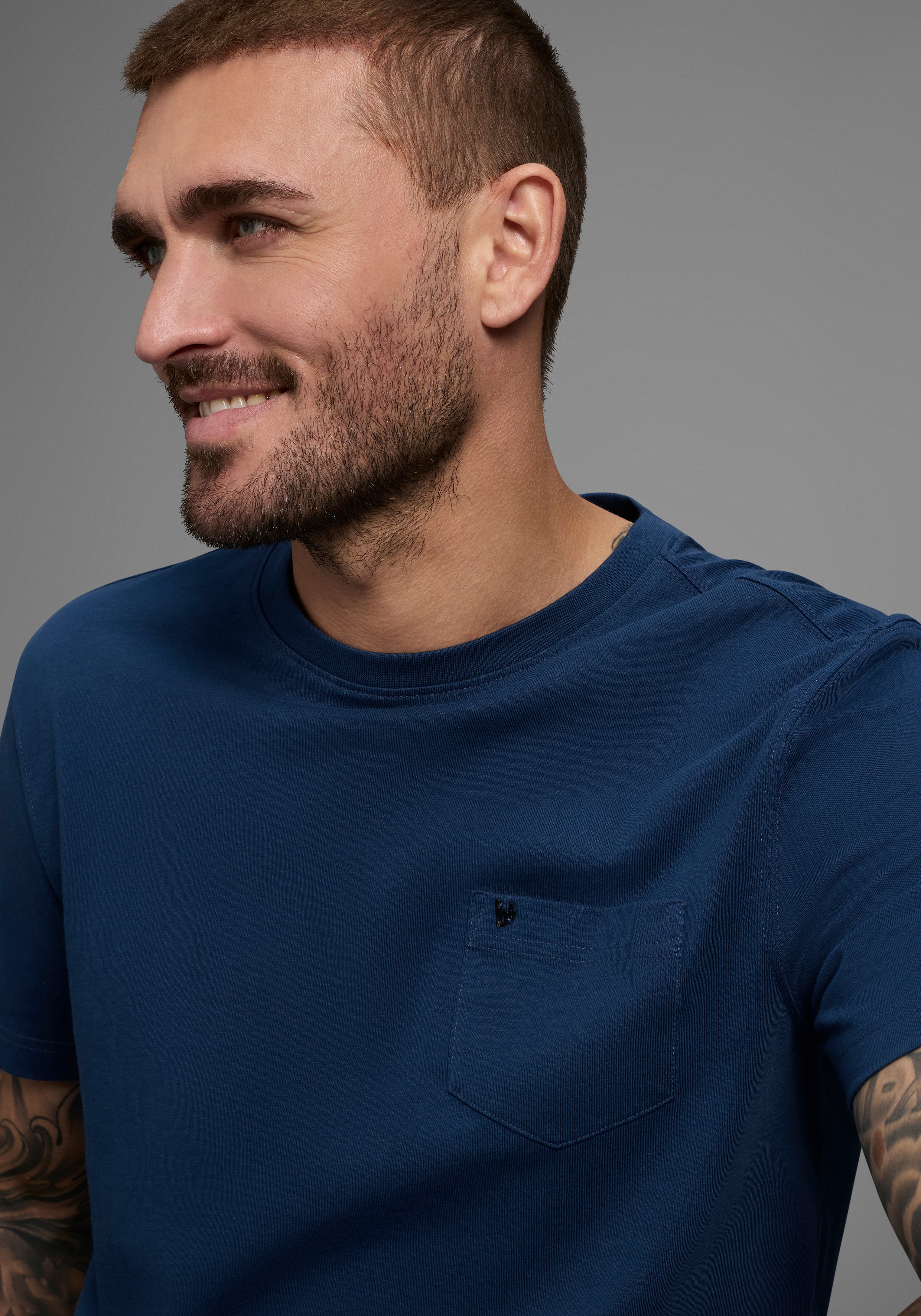 Thumbnail - Bruno Banani T-Shirt Gewaschene Optik mit Brusttasche