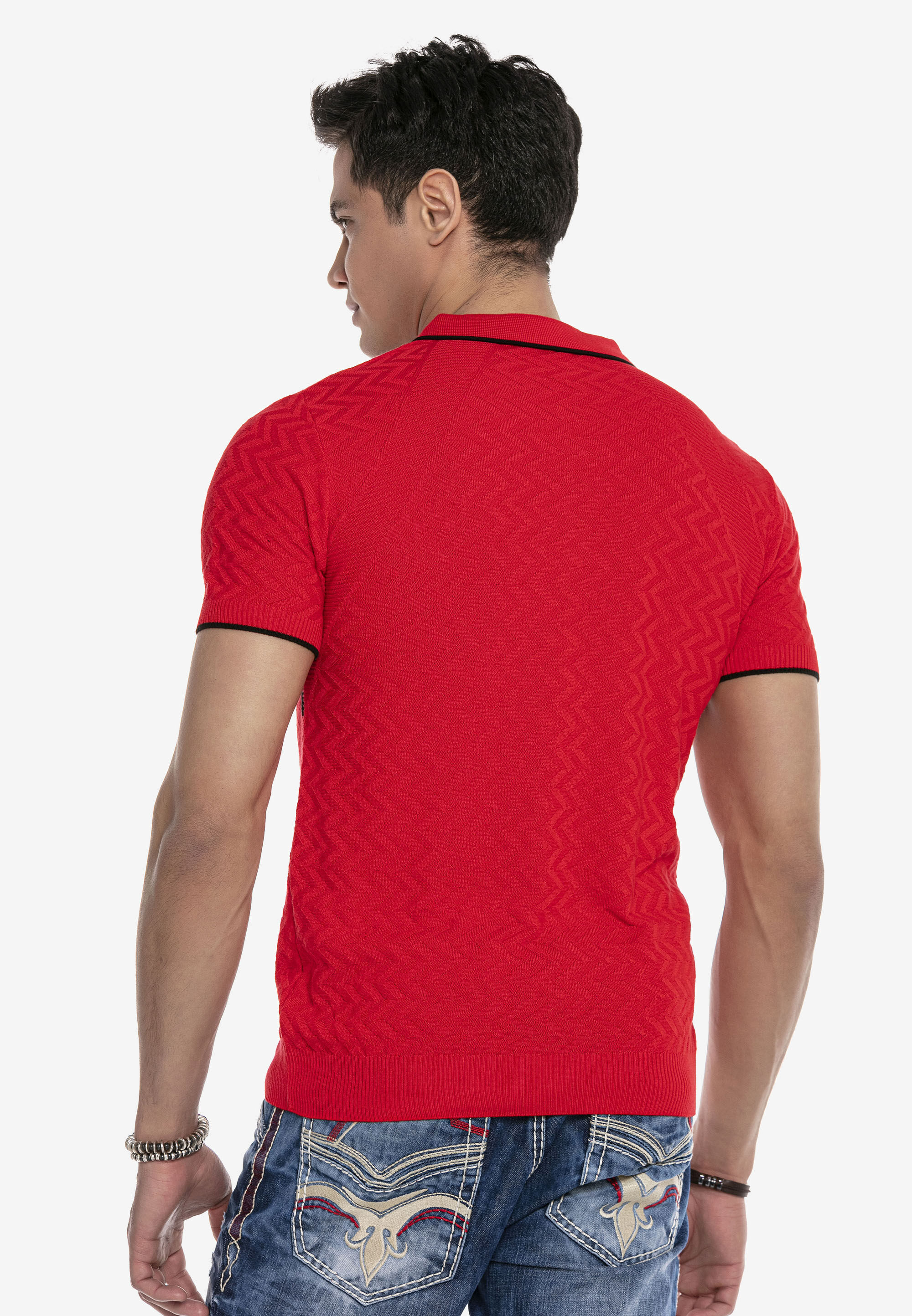 Thumbnail - Cipo & Baxx T-Shirt "T-Shirt" mit dezentem Muster und Kontrast-Elementen