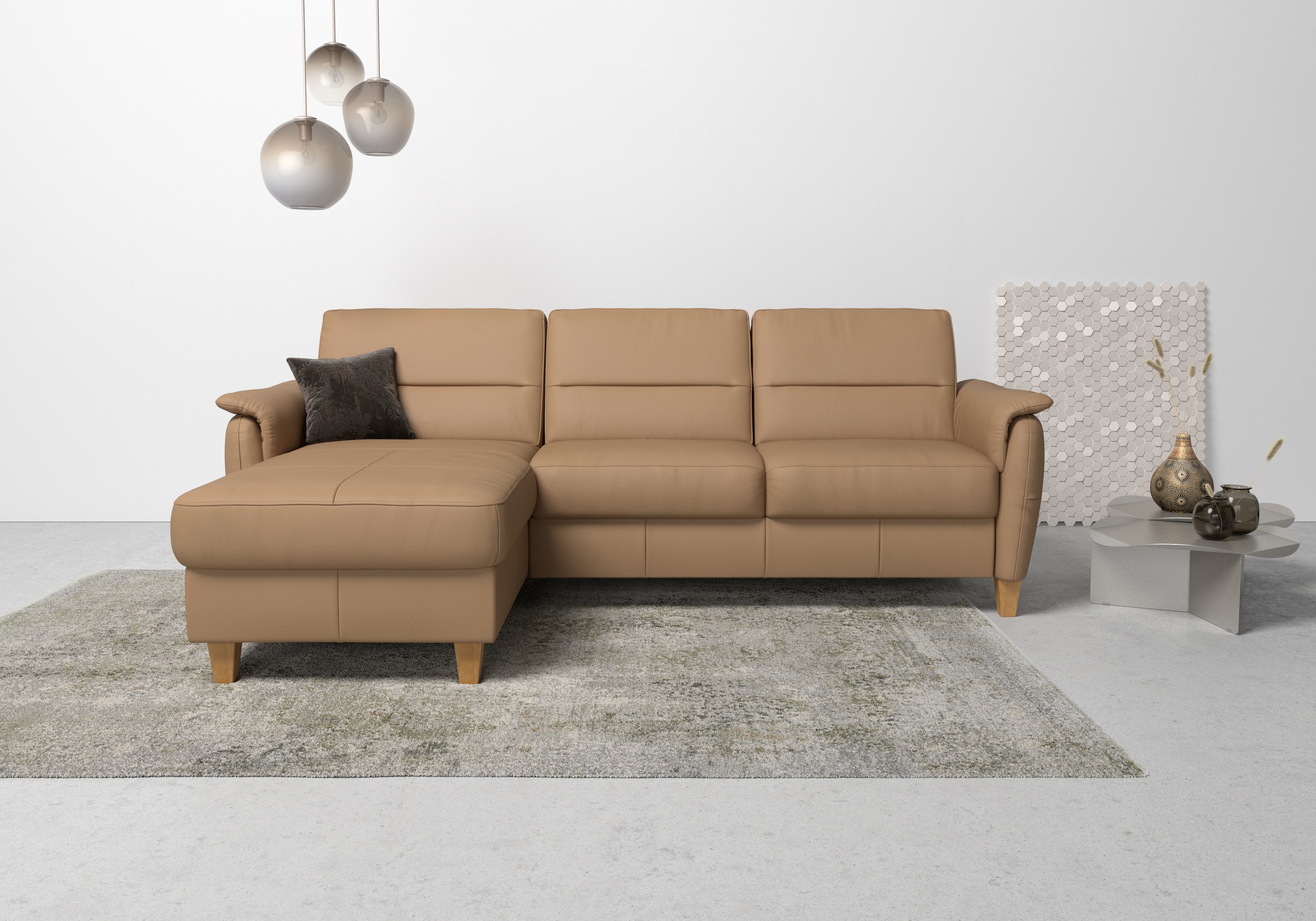 Home affaire Ecksofa "Palmera L-Form, B: 244 cm" optional Bettfunktion & Be günstig online kaufen