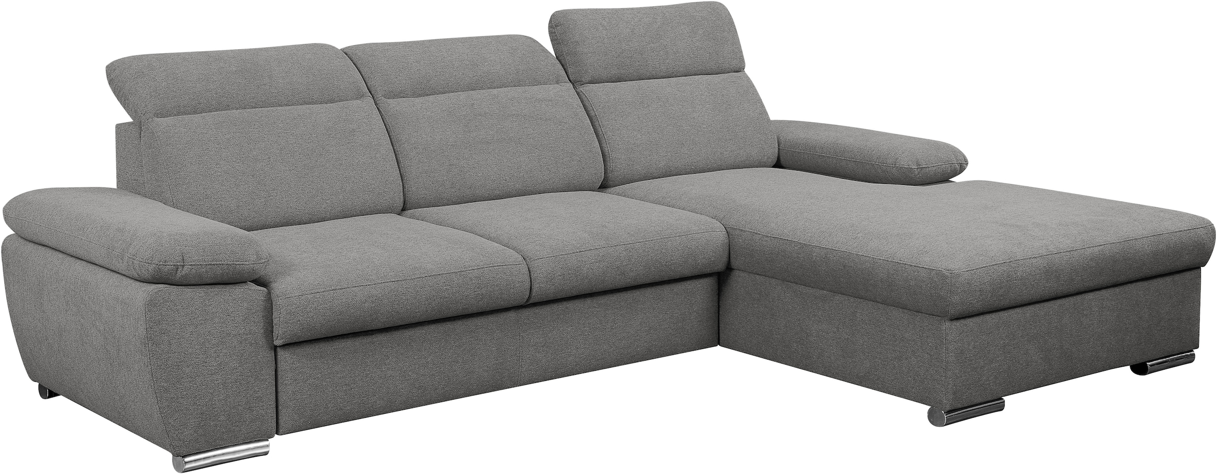WERK2 Ecksofa »Palma mit Bett & Bettkasten, Kopfteilverstellung, bequem, zeitlos« Strukturstoff, L-Form, XXL, Schlaffunktion, Bettkasten