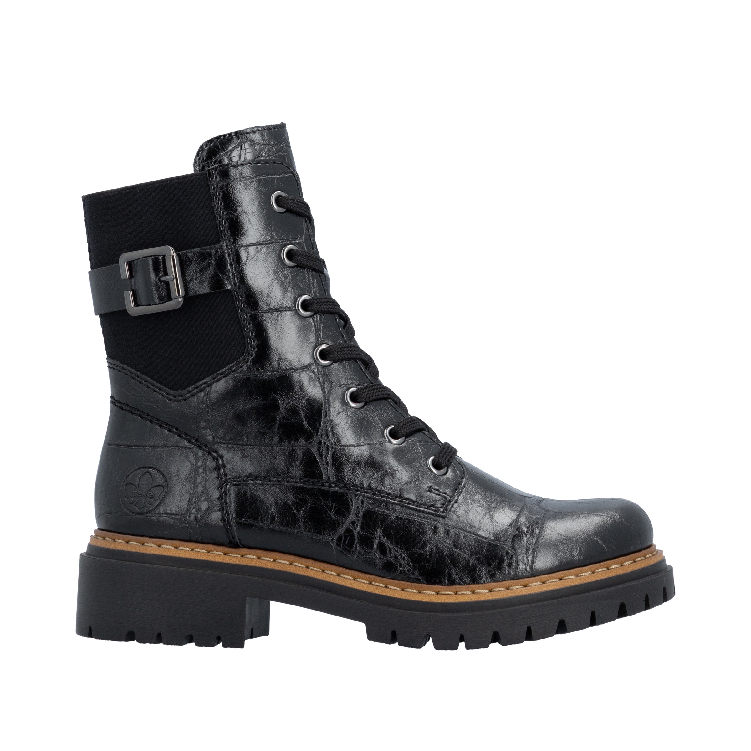 Rieker Schnürboots  Schnürstiefelette, Blockabsatz in Used-Optik