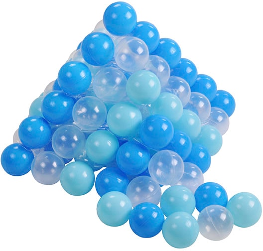 Bällebad-Bälle »100 Stück, soft blue/blue/transparent«, (100), 100 Stück
