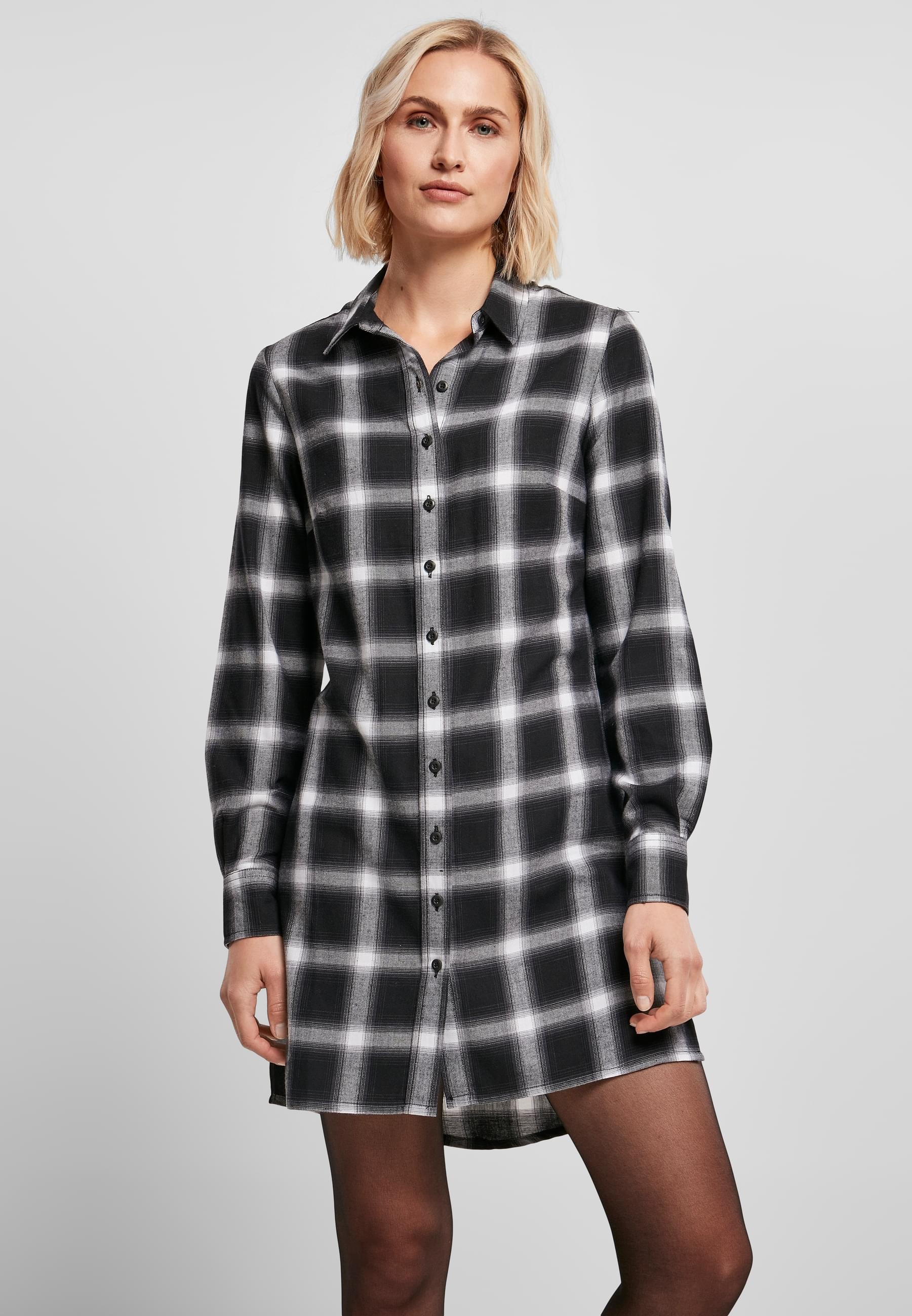 URBAN CLASSICS Shirtkleid »Urban Classics Damen Ladies Cotton Check Shirt Dress« 1 Stk. tlg.