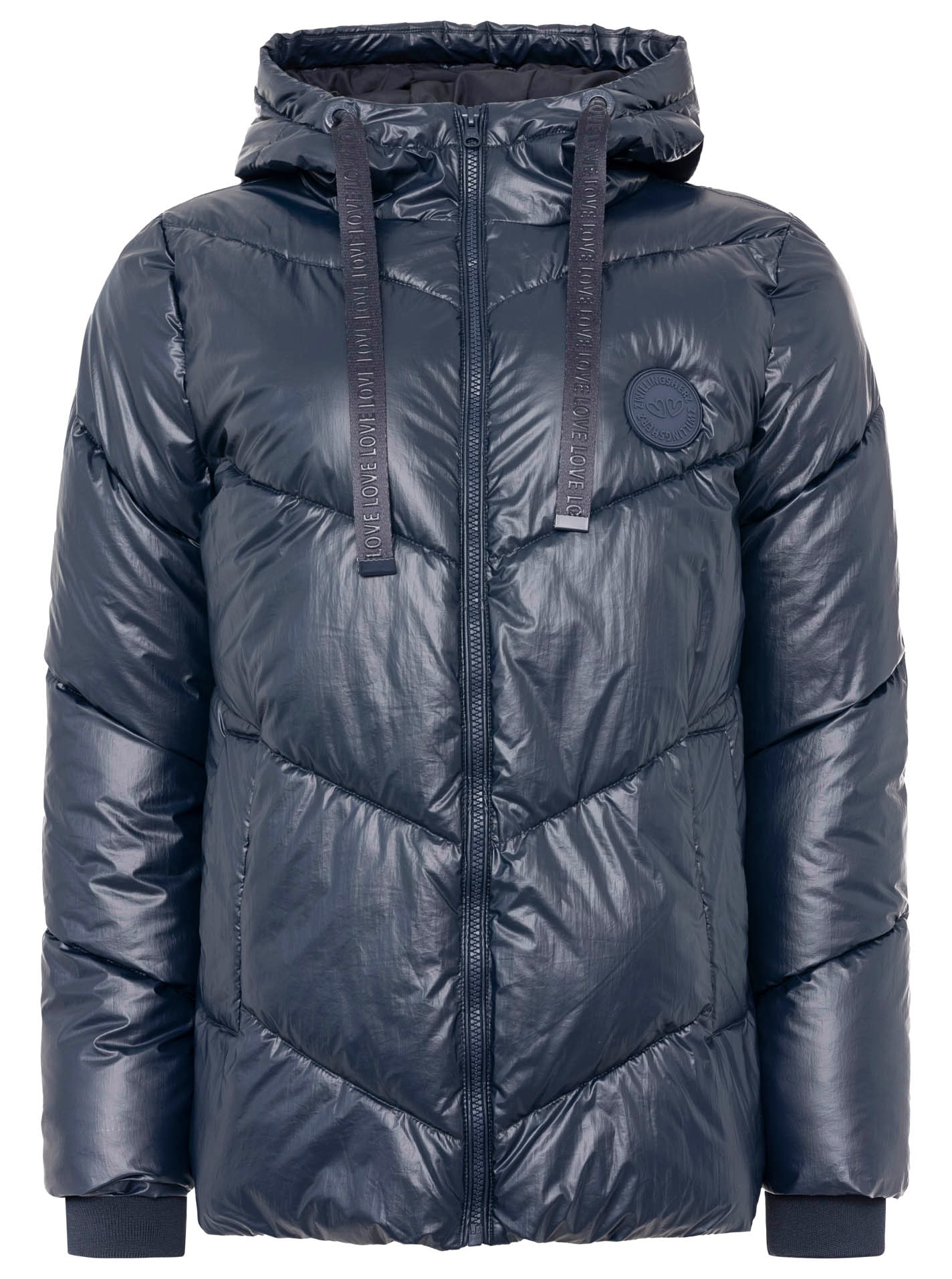 Zwillingsherz Steppjacke »"Zwillingsherz"«, mit Kapuze, glänzend, Kapuze, Herzchen-Prägung am Rücken