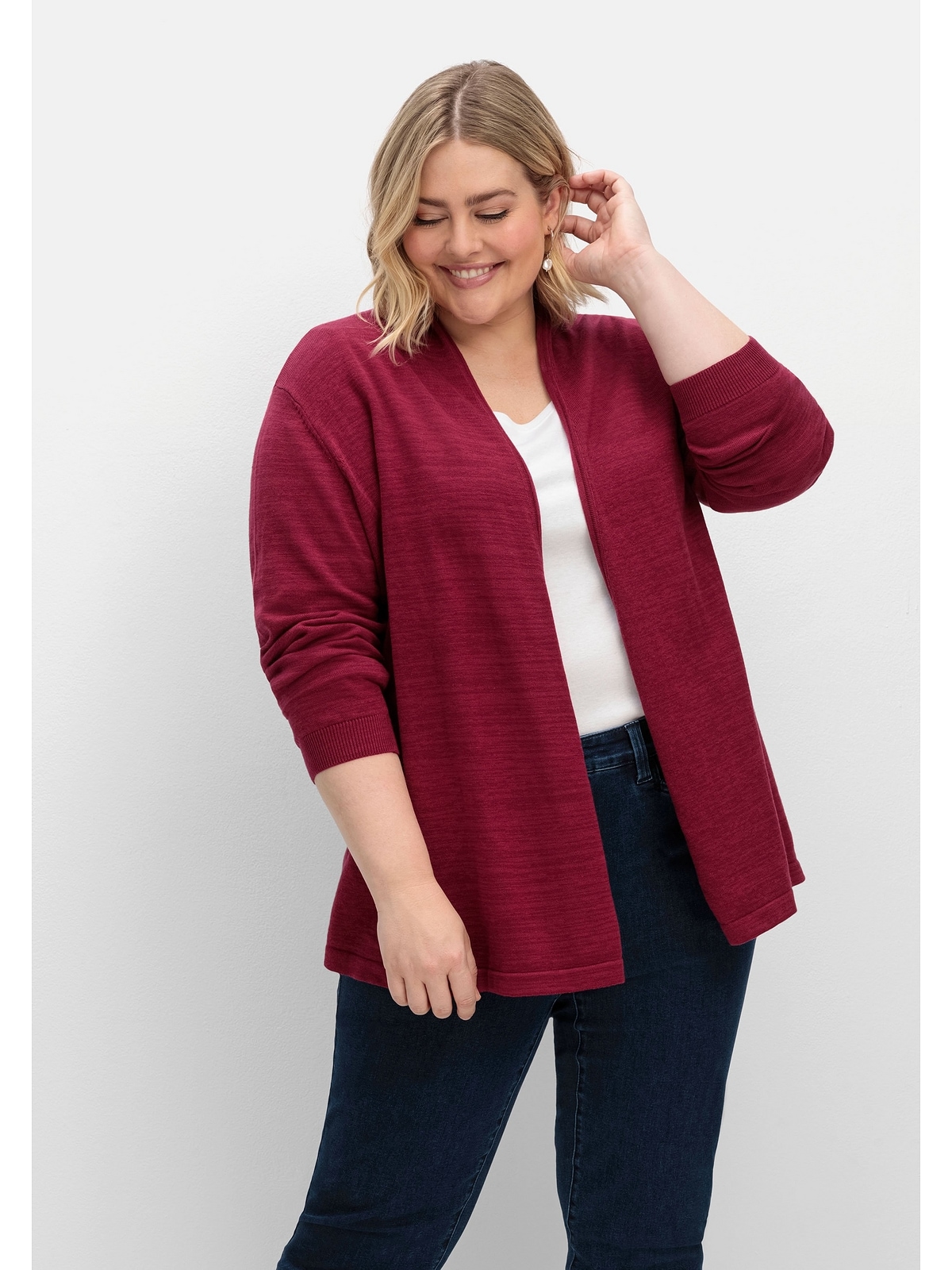 Sheego Strickjacke "Große Größen", mit Schalkragen günstig online kaufen