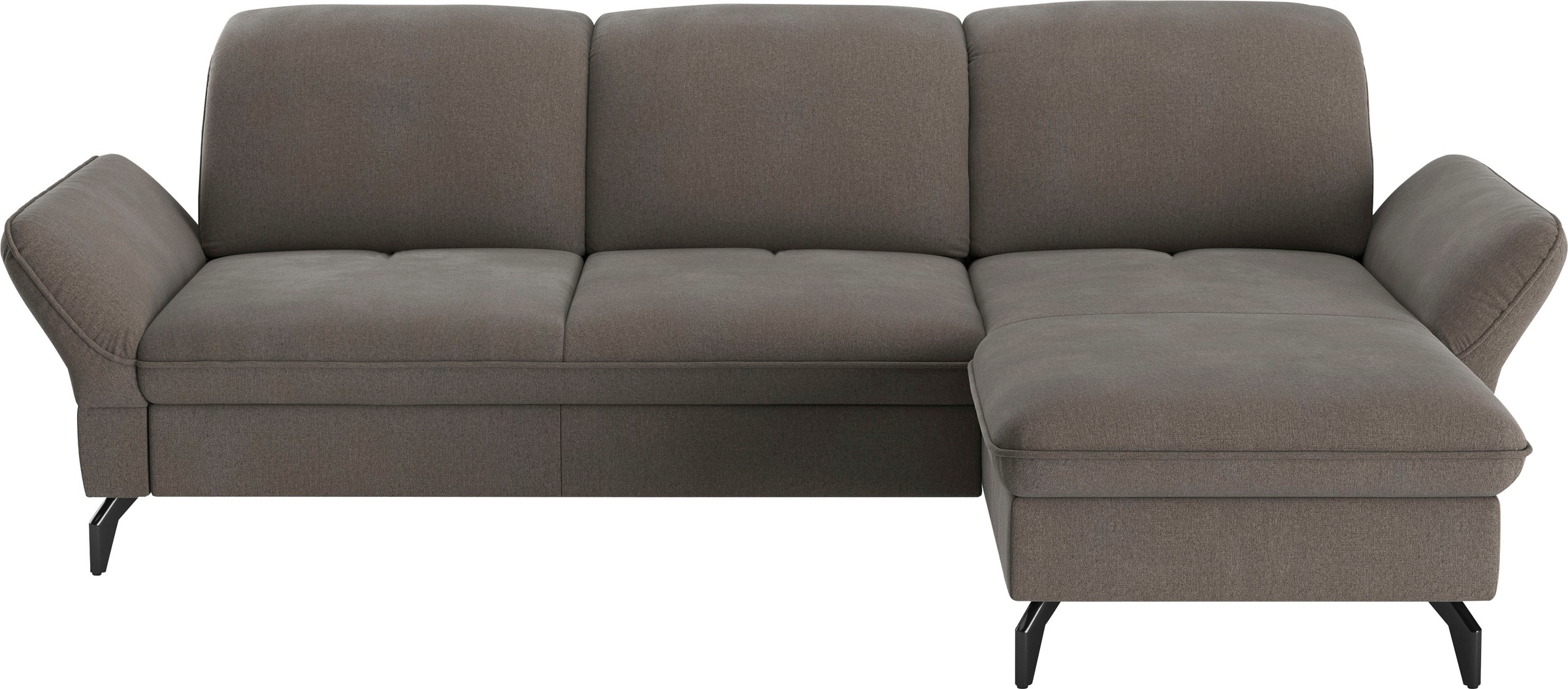 Ecksofa SIT & MORE "Leandro L-Form", braun (schlamm), B:267cm H:88cm T:200cm, 100% Polyester, Sofas, Ecksofa, Wahlweise mit Bett-, Kopfteil - und Armlehnfunktion, sowie Bettkasten