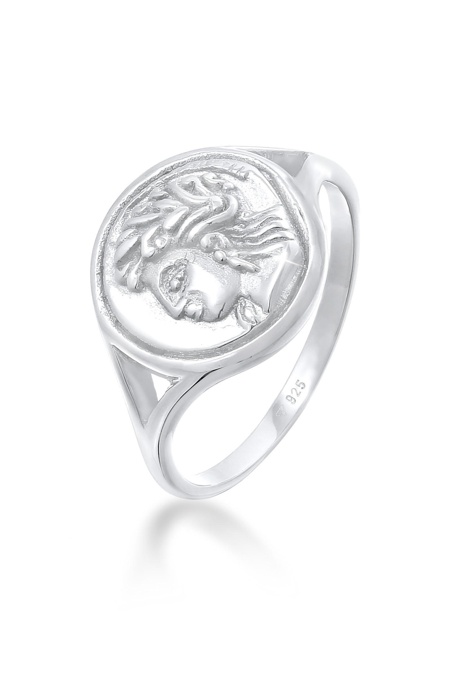 ELLI Damen Siegelring "Ring Siegelring Coin Antik Münze 925 Silber", 56, ohne Stein, Silber 925 (Sterlingsilber), silber, Silber 925