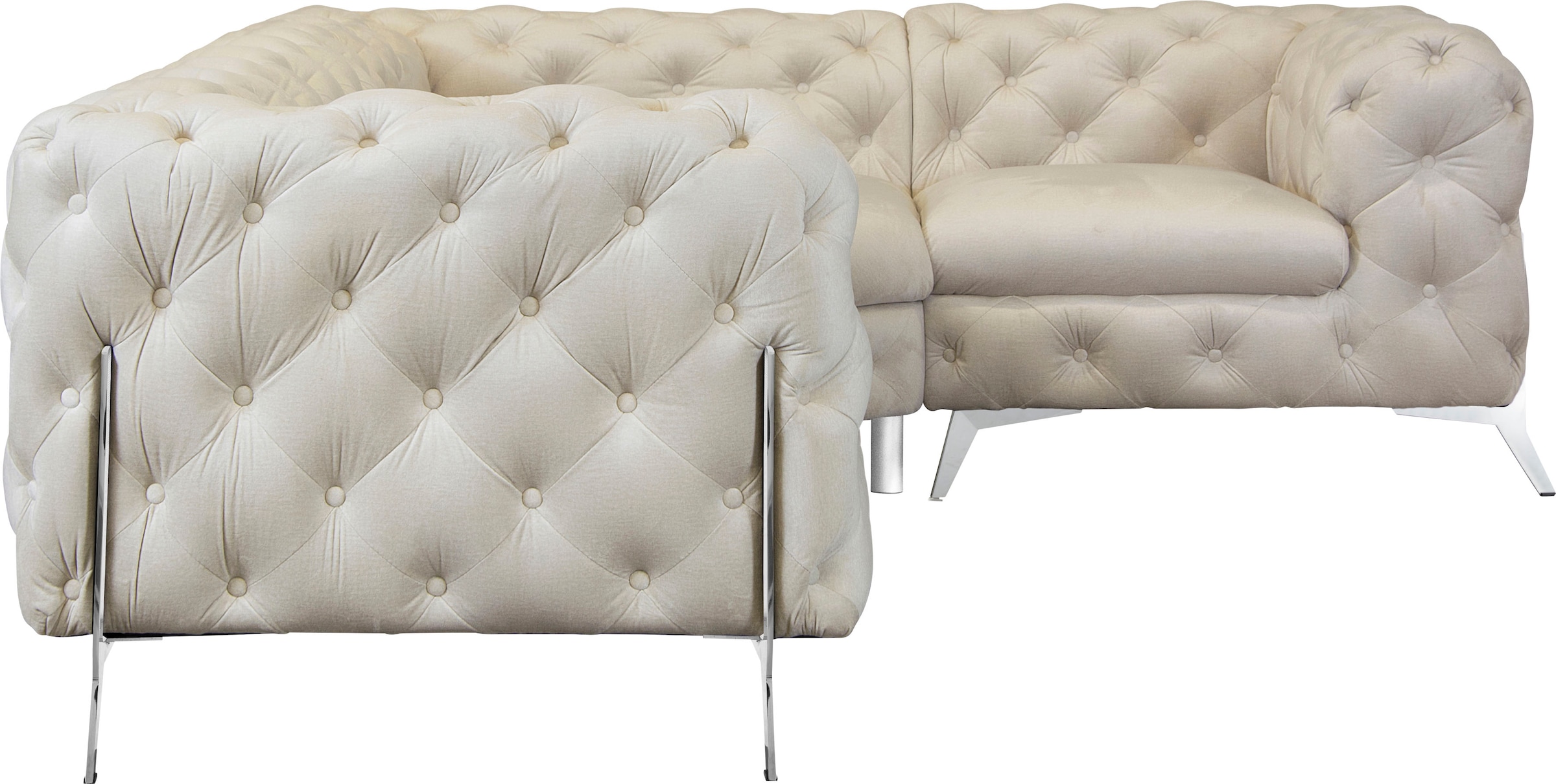 Leonique Chesterfield-Sofa »Amaury L-Form«, moderne Chersterfield-Optik, Breite 262 cm, Fußfarbe wählbar
