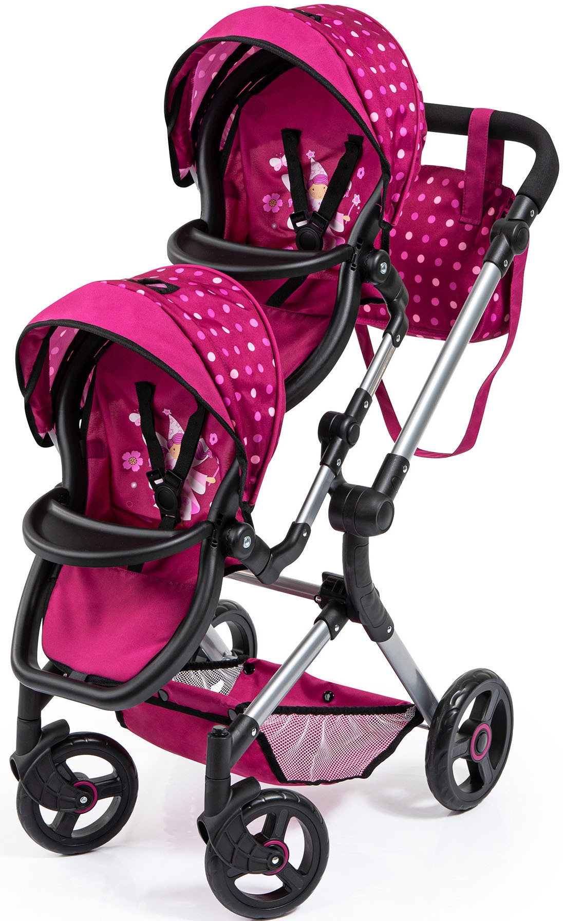 Puppen-Zwillingsbuggy »Twin Neo, bordeaux«, mit Wickeltasche