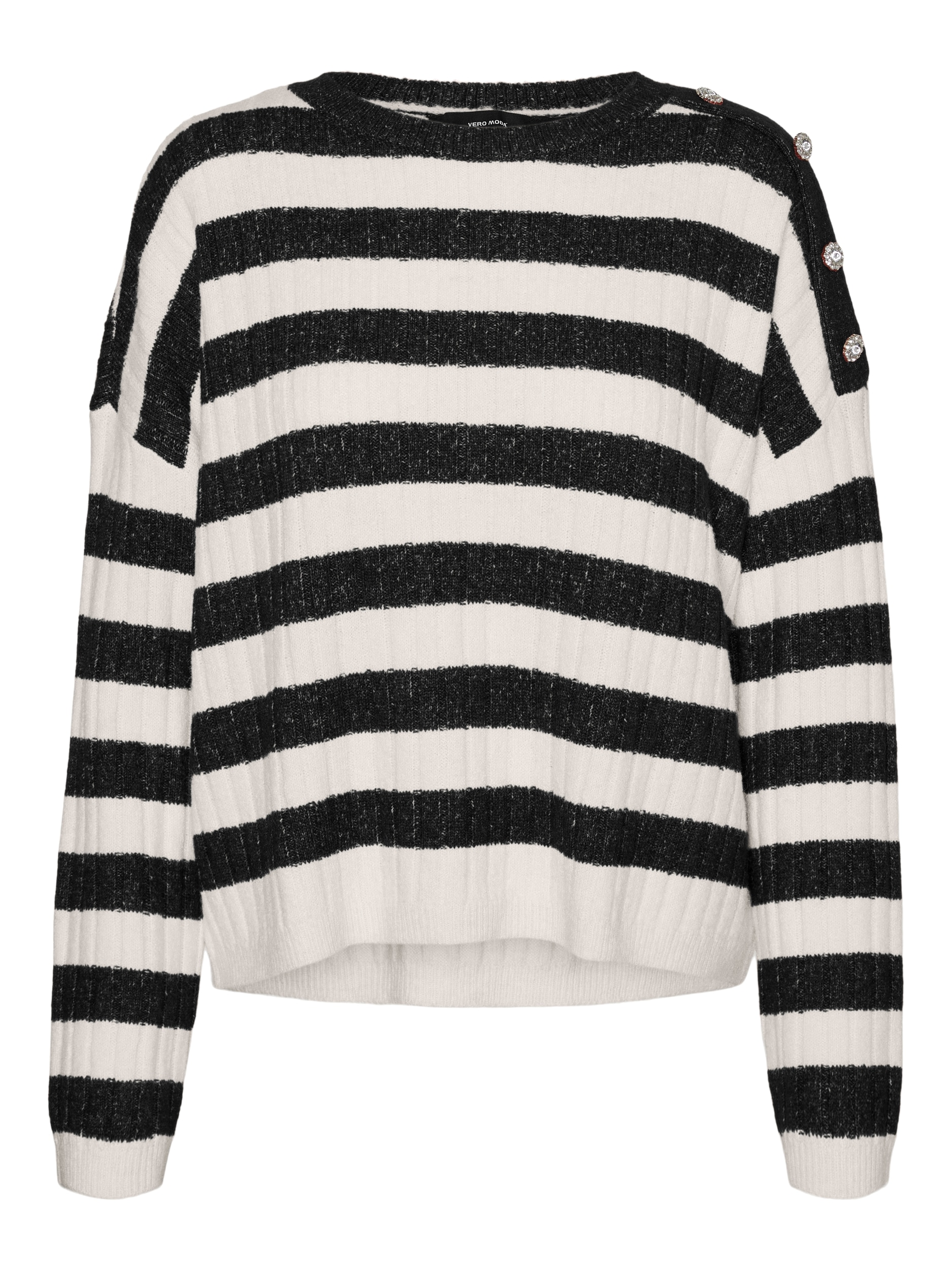 Vero Moda Rundhalspullover »VMELYA LS O-NECK BUTTON PULLOVER GA BOO«