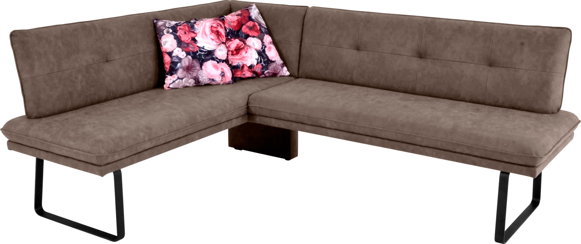 Eckbank K+W KOMFORT & WOHNEN, braun (dunkelbraun), B:157cm H:87cm T:207cm, Sitzbänke, Eckbank, Polstereckbank in Spitzkissenoptik, Sitz und Rücken gesteppt 3