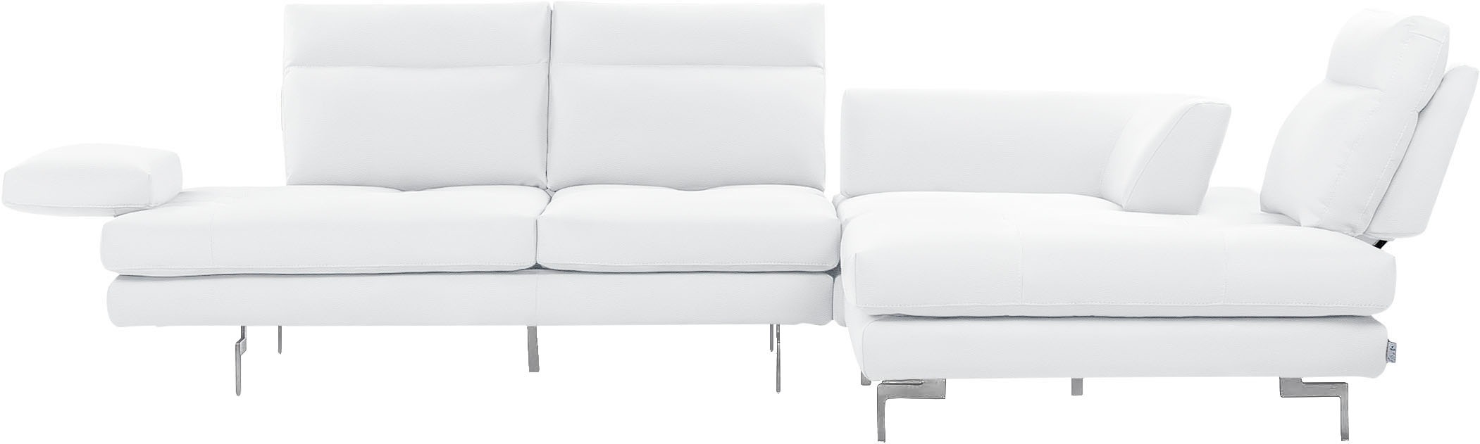 CALIA ITALIA Ecksofa »Toby Wing, L-Form, Designsofa mit sensationellem Sitzkomfort«, Sitztiefenverstell.,wahlw. mit Kissen-Set, Füße chrom glänzend