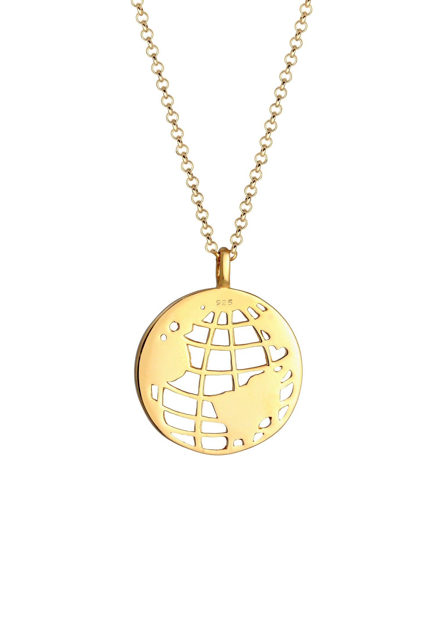 Elli Kette mit Anhänger »Weltkugel Globus Anhänger Plättchen 925 Silber«