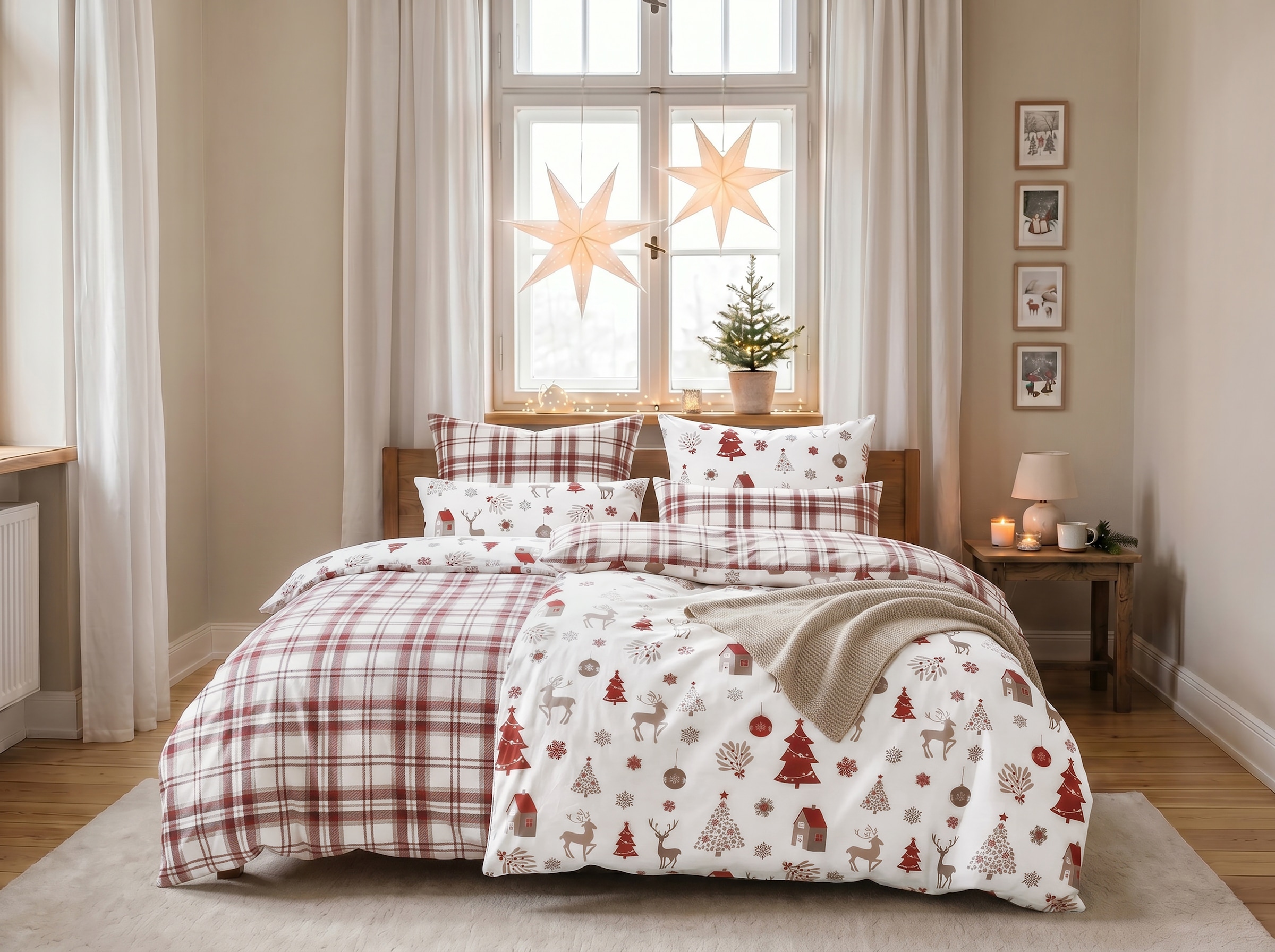 OTTO home Bettwäsche "Mikkel" 2 Bettwäsche ab Gr. 135x200 cm,100% Baumwolle, Weihnachten