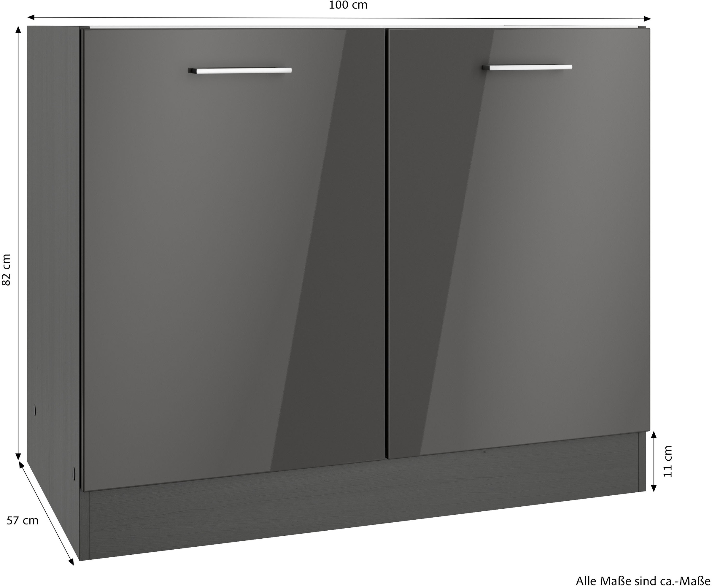 KOCHSTATION Spülenschrank »KS-Milan«, HELD Möbel, Spülenschrank 100 cm, matte oder hochglänzende Fronten