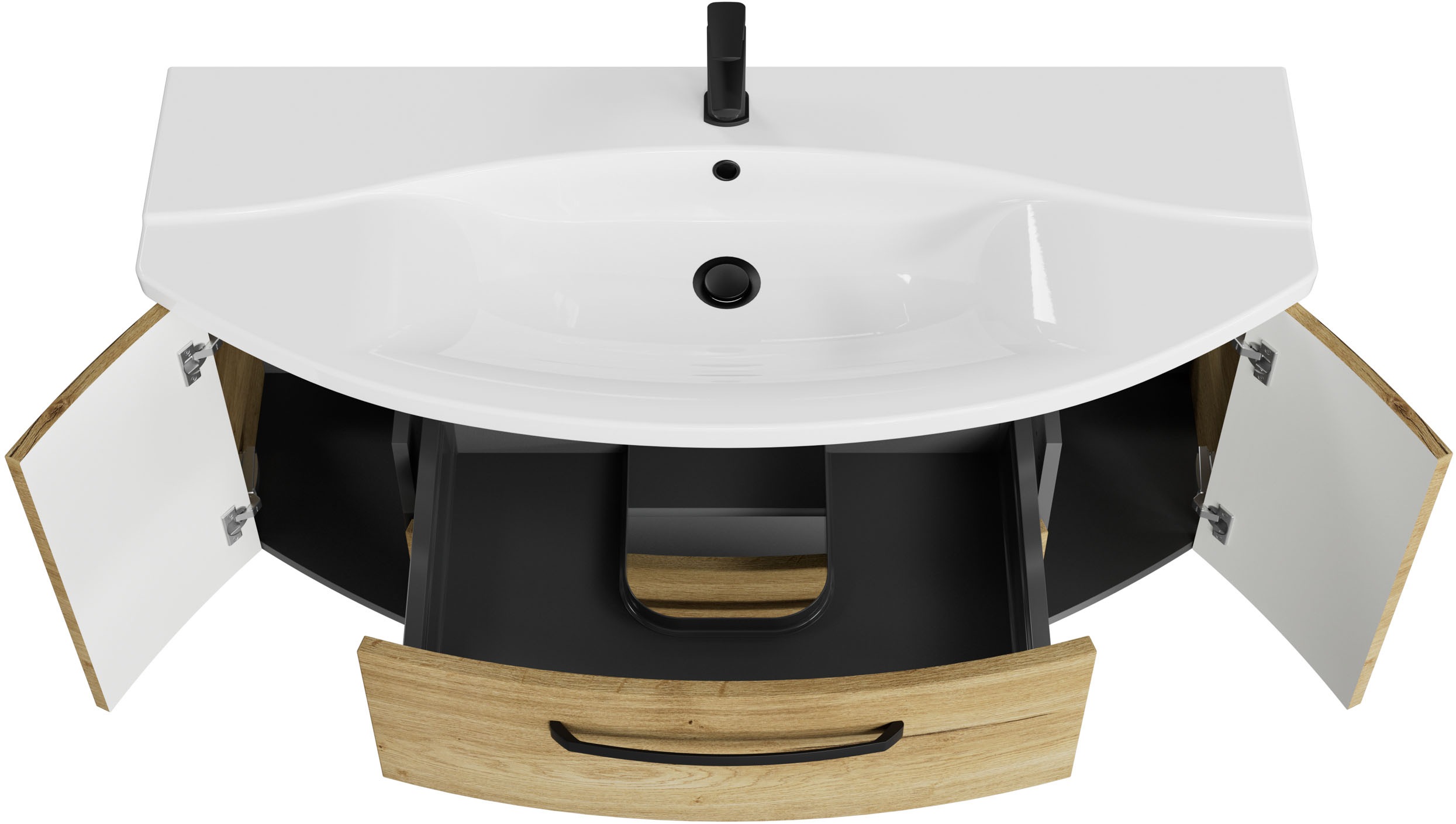 Thumbnail - Saphir Badmöbel-Set "Serie 4010 4-teilig Keramik-Waschtisch mit LED-Spiegelschrank" Set