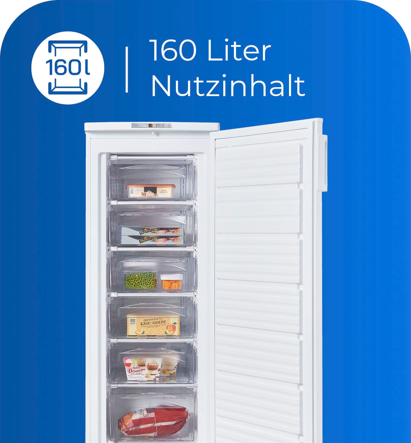 exquisit Gefrierschrank »GS235-HE-040E weiss«, 142 cm hoch, 58 cm breit, 160 L Volumen, 4 Sterne Gefrieren