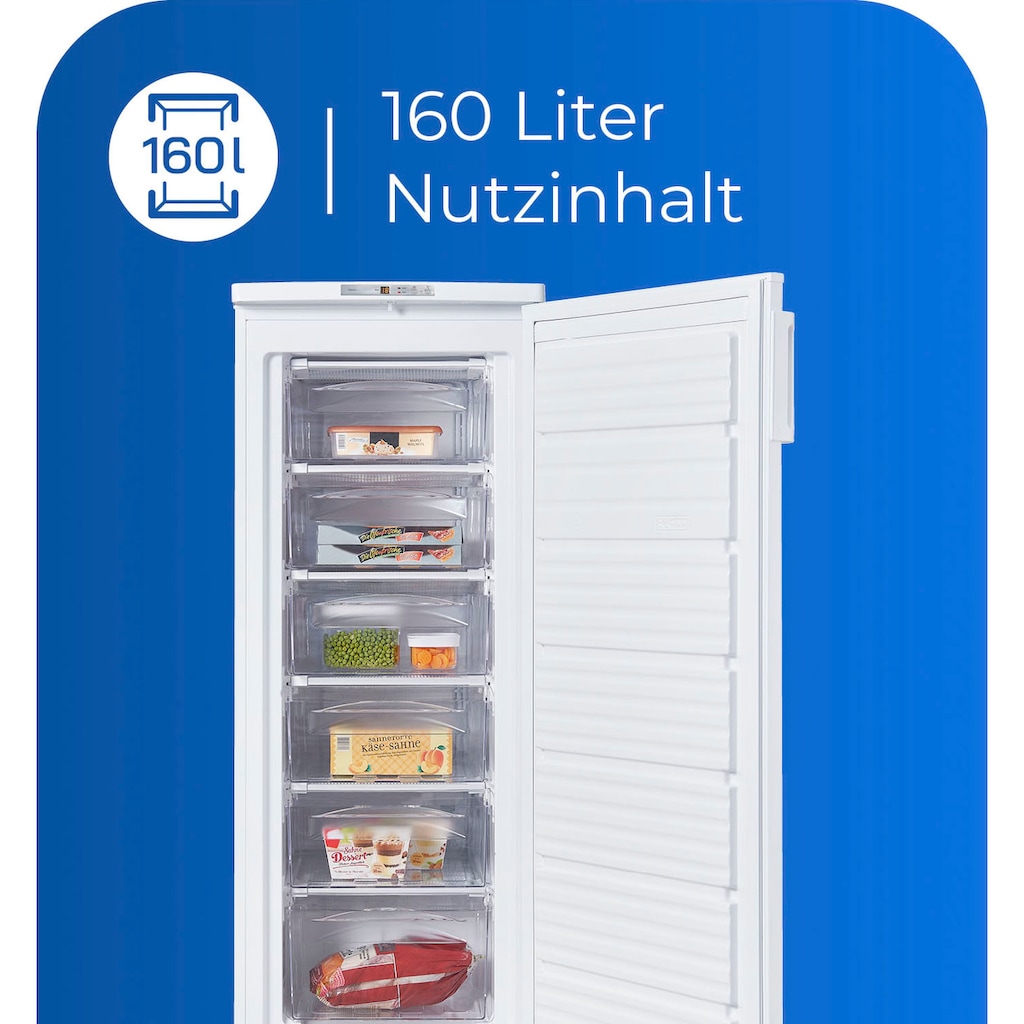 exquisit Gefrierschrank »GS235-HE-040E weiss«, 142 cm hoch, 58 cm breit