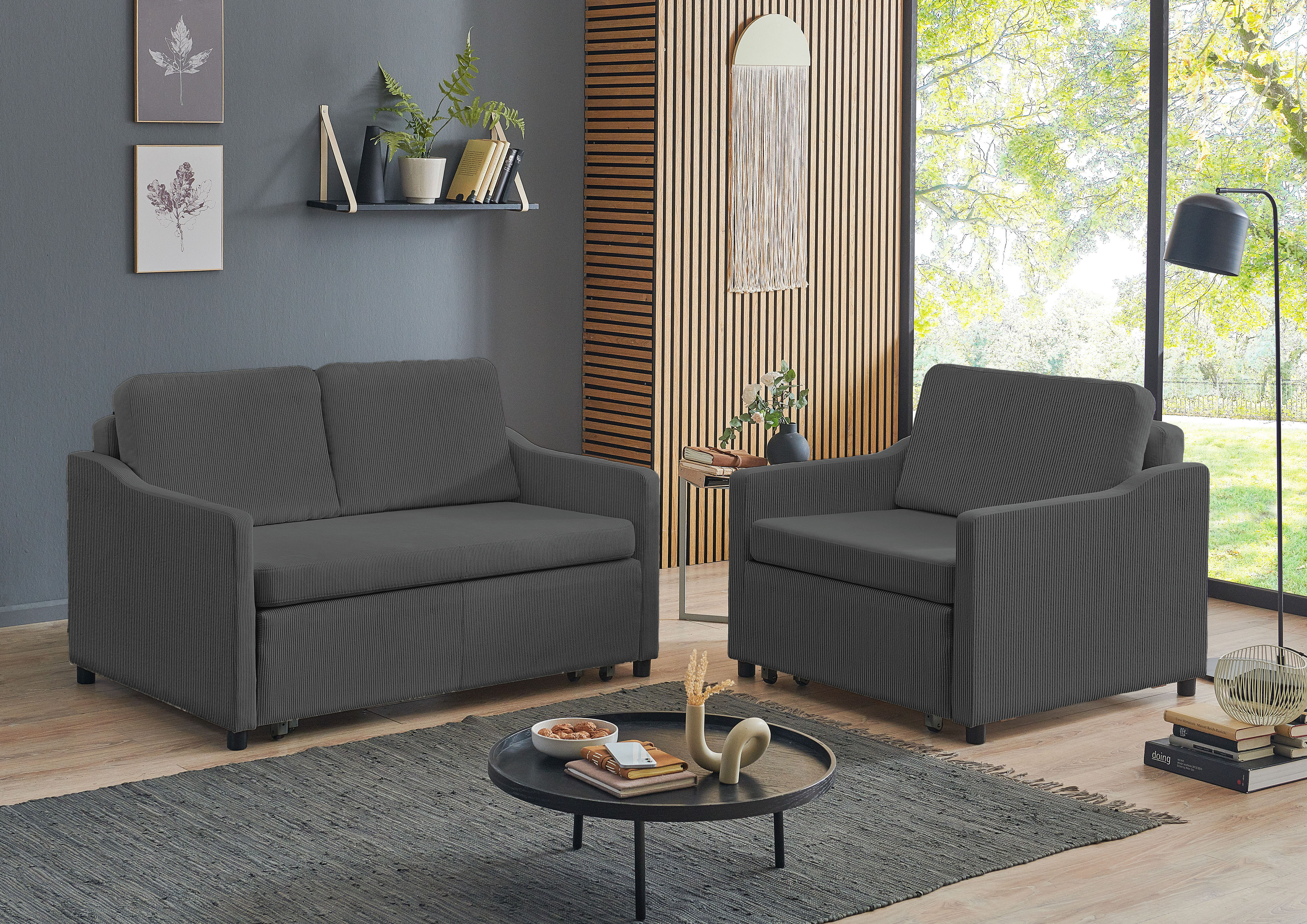 OTTO home Schlafsofa "Anella" mit Cord-Bezug, mit Schlaffunktion, frei im Raum stellbar
