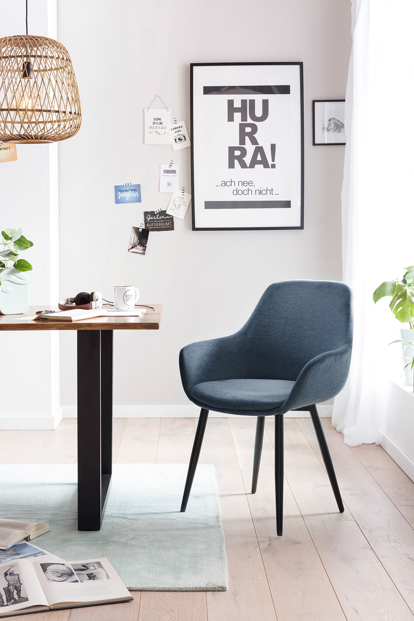 SalesFever Essgruppe »Essgruppe im schicken Stil« Set, 5 Stk. tlg. 5-teiliges Set: Tischplatte mit seidenmattem OSMO Hartwachs-Öl behande