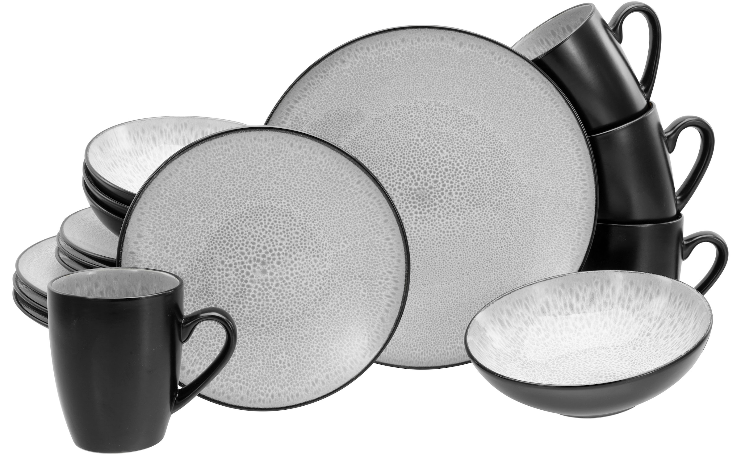 my home Kombiservice »modernes Geschirr-Set, Service Grönvik«, (Set, 16 tlg.), mit Reaktivglasur, spülmaschinengeeignet & mikrowellengeeignet