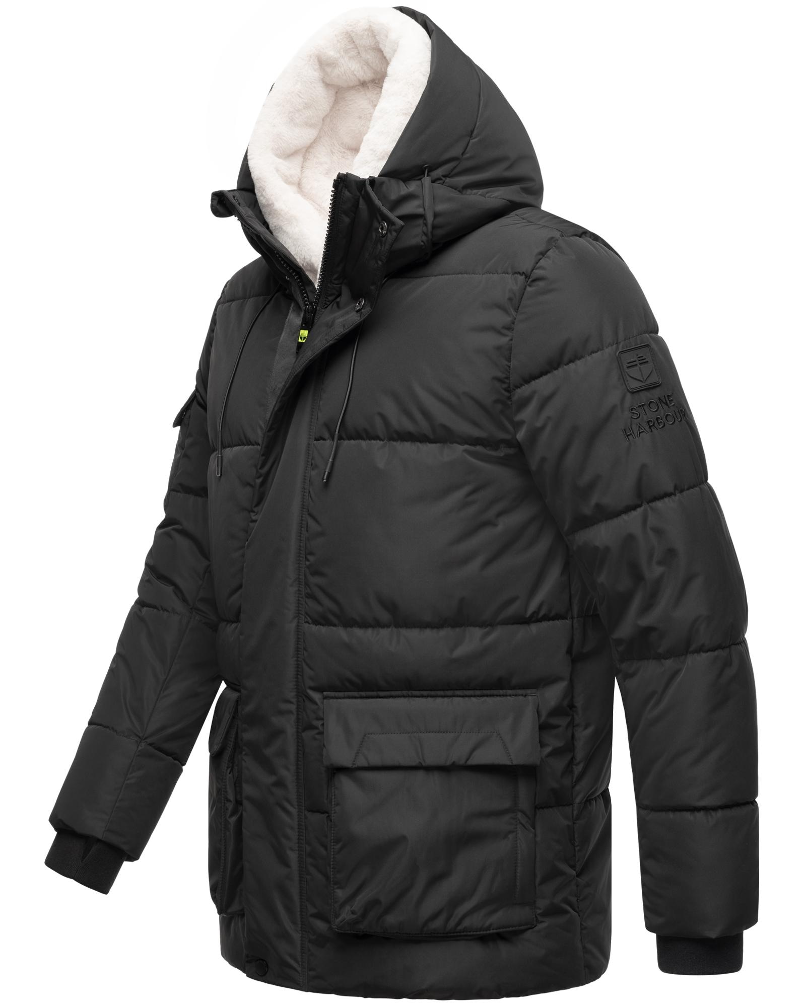 Stone Harbour Winterjacke »Lauroo XX«, mit Kapuze, urbane Herren Steppjacke mit kuscheligem Kunstpelz-Kragen