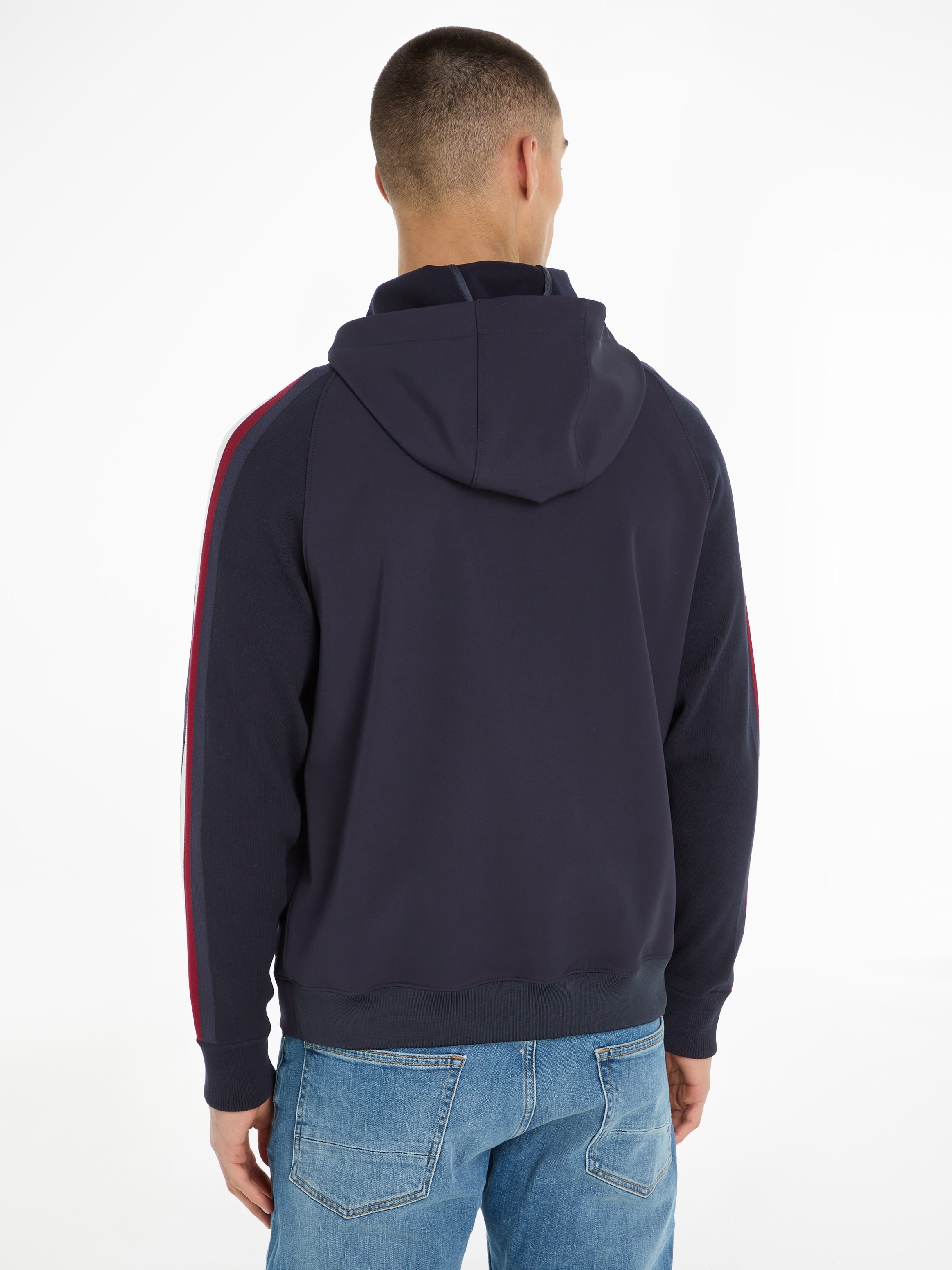 Tommy Hilfiger Kapuzenpullover »MIXED MEDIA HOODED SWEATER«, mit TH-Streifen an den Ärmeln