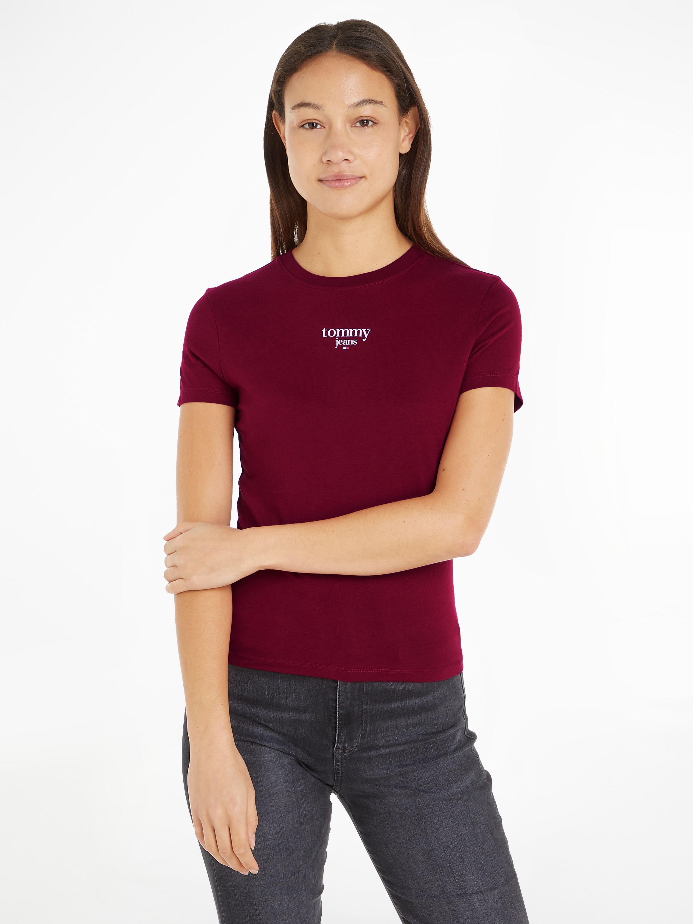 Tommy Jeans Rundhalsshirt "TJW SLIM ESSENTIAL LOGO 1 SS EXT", mit Tommy Jea günstig online kaufen