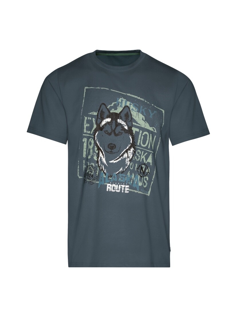 Trigema T-Shirt »TRIGEMA T-Shirt mit großem Husky-Printmotiv«, (1 tlg.)