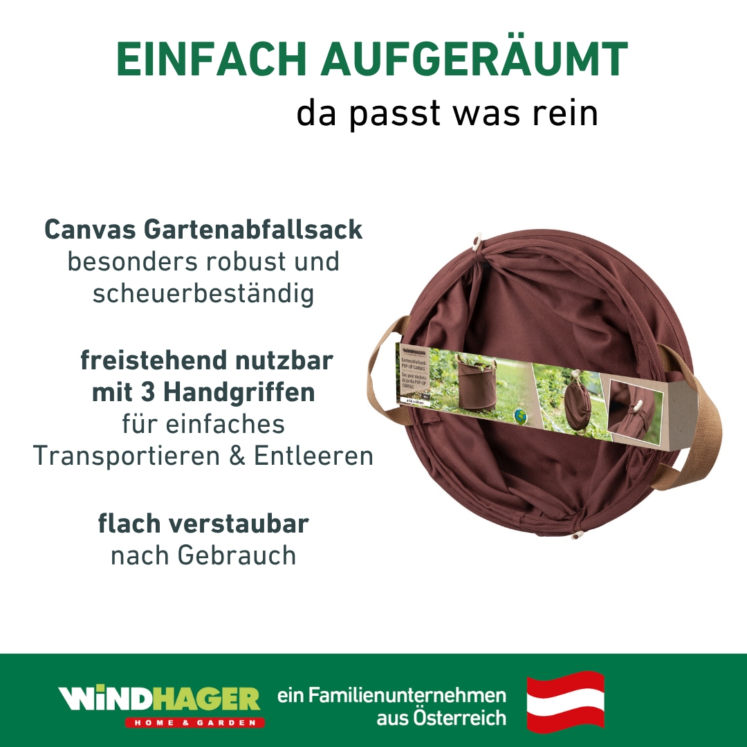 Windhager Gartensack »Pop-Up CANVAS, selbststehender Springsack 120 Liter« Gartensack, Grünschnitt- und Laubkorb Ø 50 x 60cm